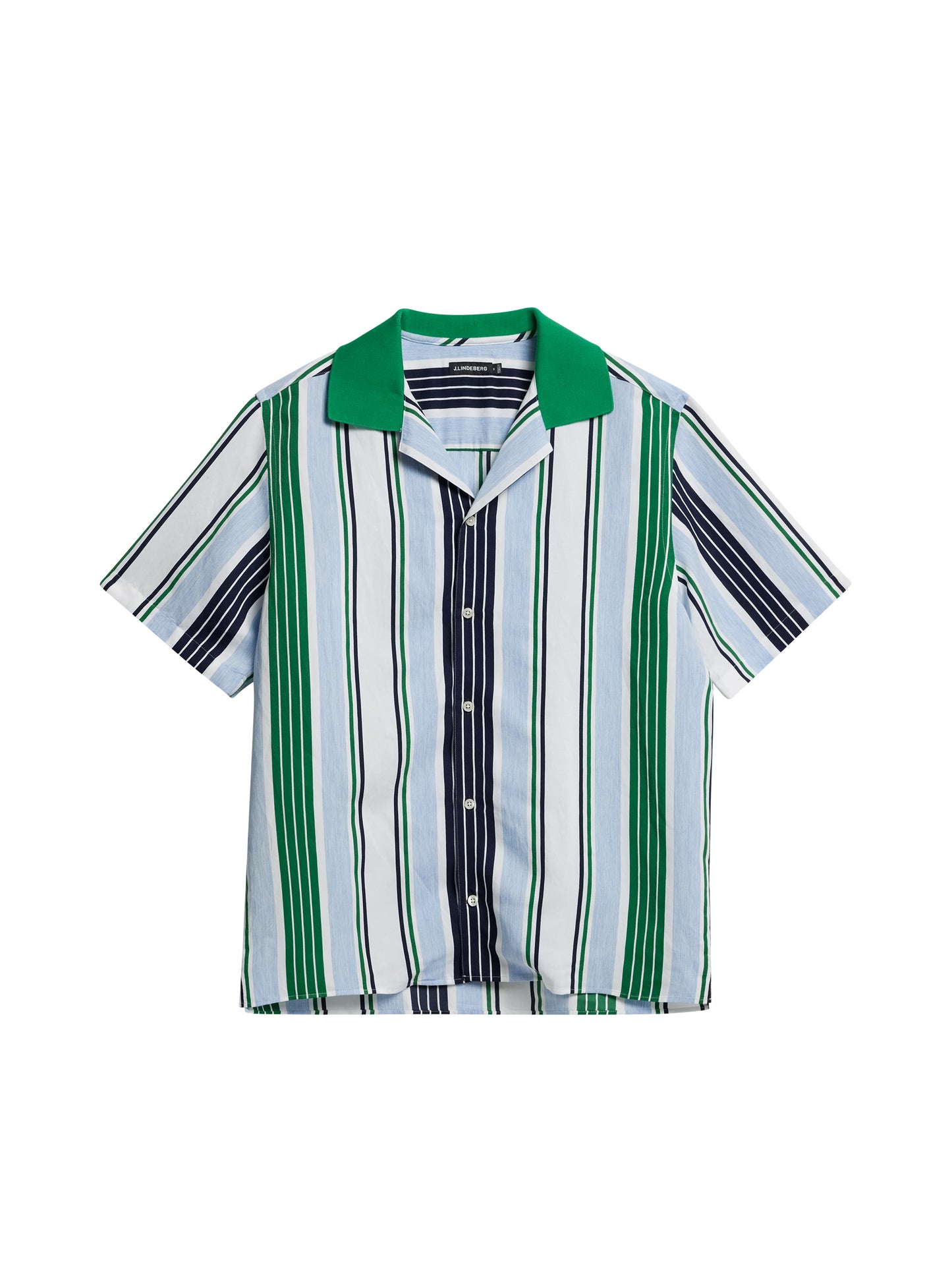 Skala Knit Collar Stripe Shirt in Estate Blue by J.Lindeberg