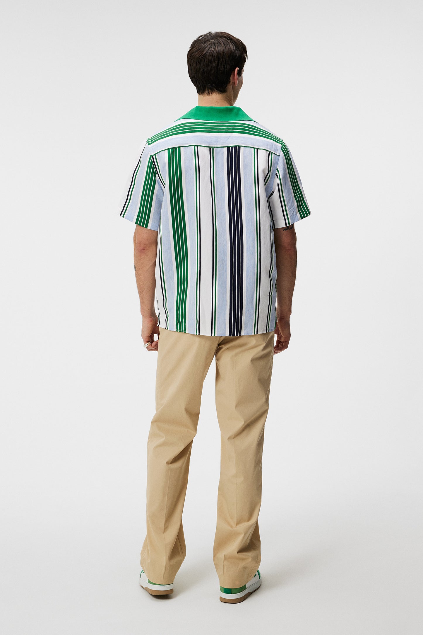 Skala Knit Collar Stripe Shirt in Estate Blue by J.Lindeberg