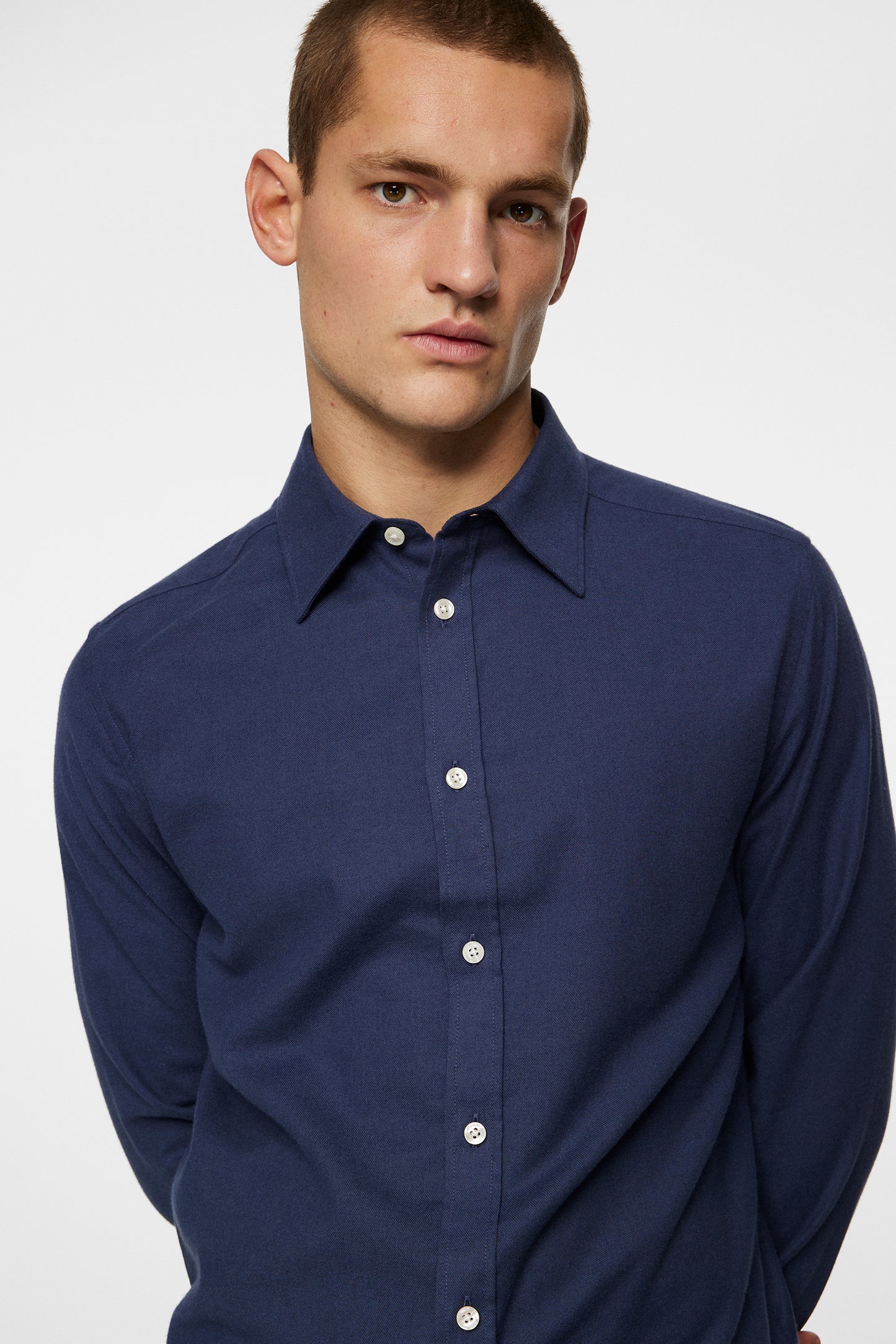 Light Flannel Slim Shirt in JL Navy by J.Lindeberg