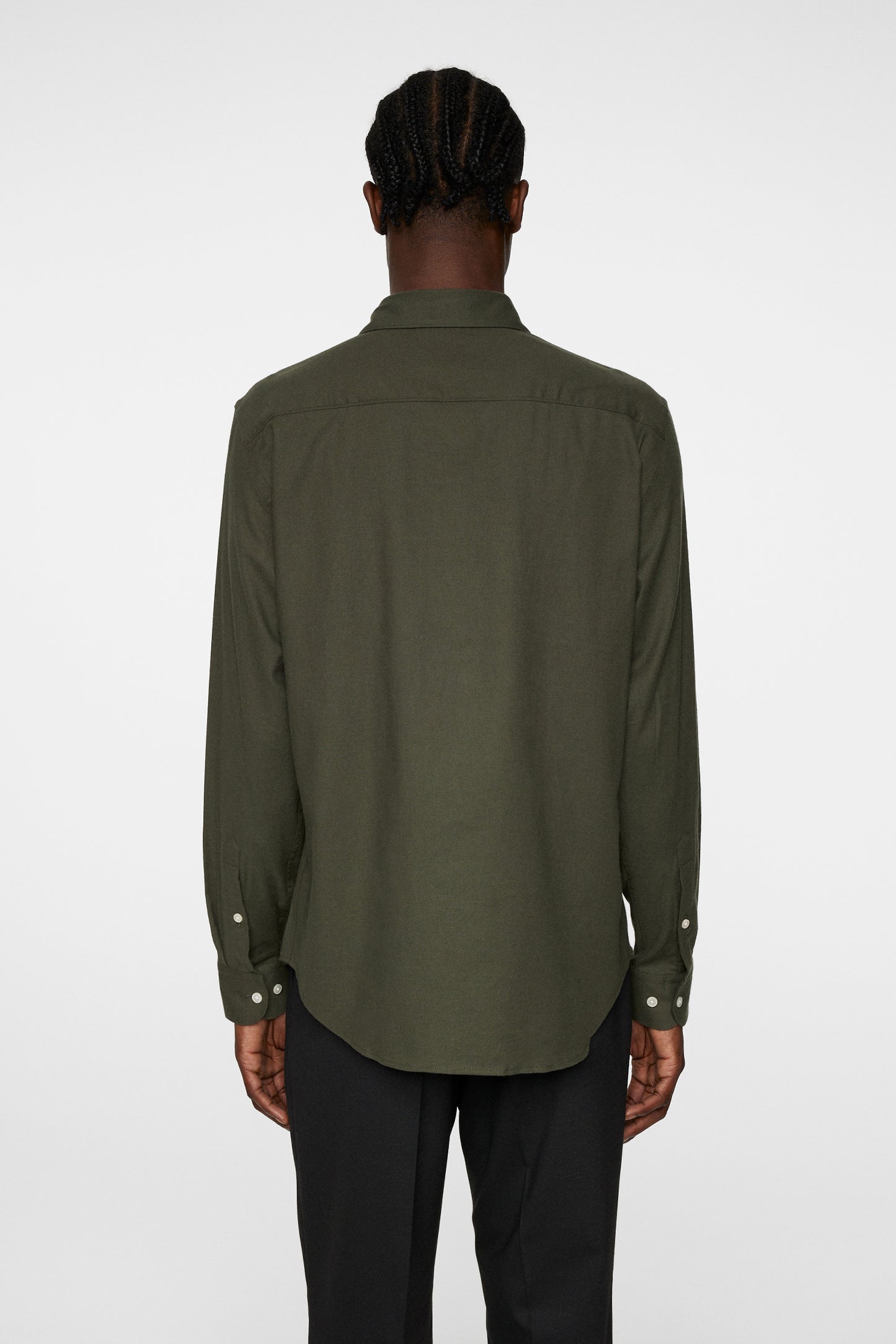 Light Flannel Slim Shirt in Forest Green by J.Lindeberg