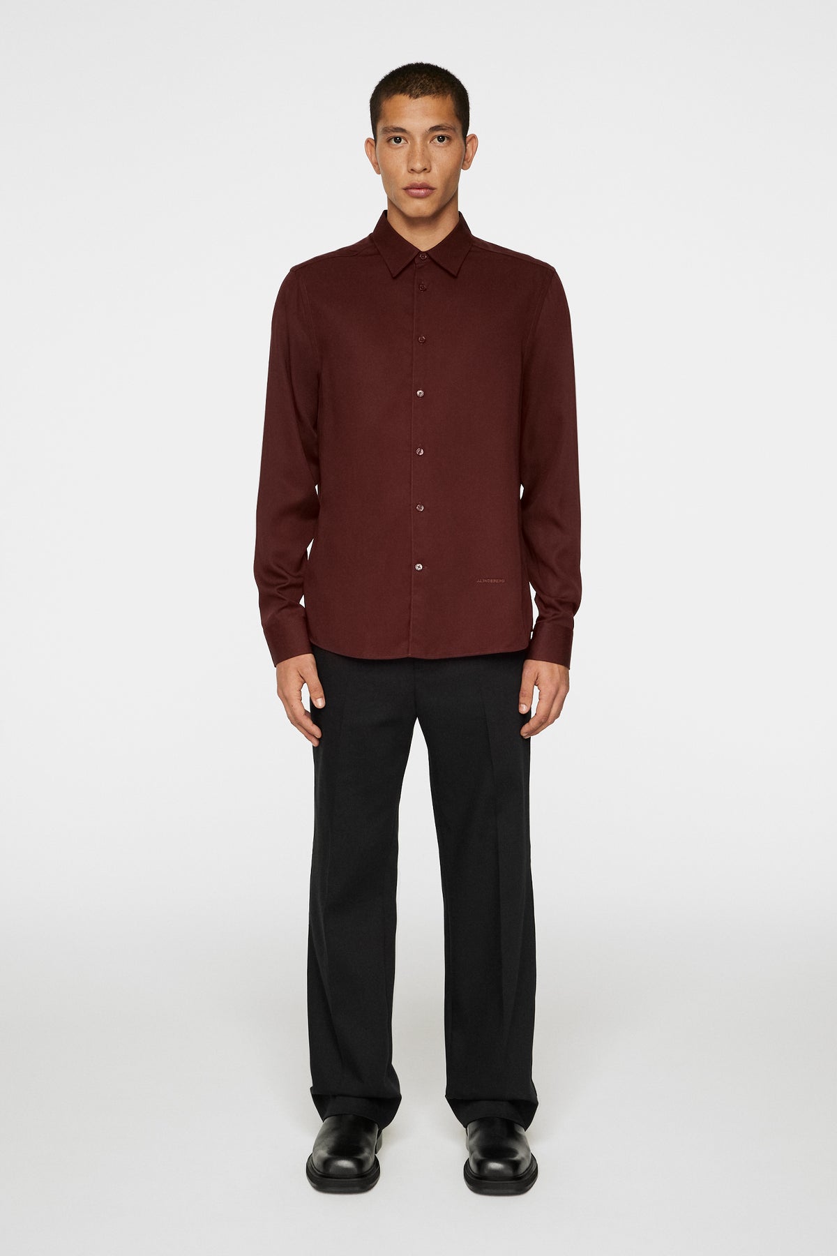 Slim LS Comfort Tencel Shirt in Bitter Chocolate by J.Lindeberg