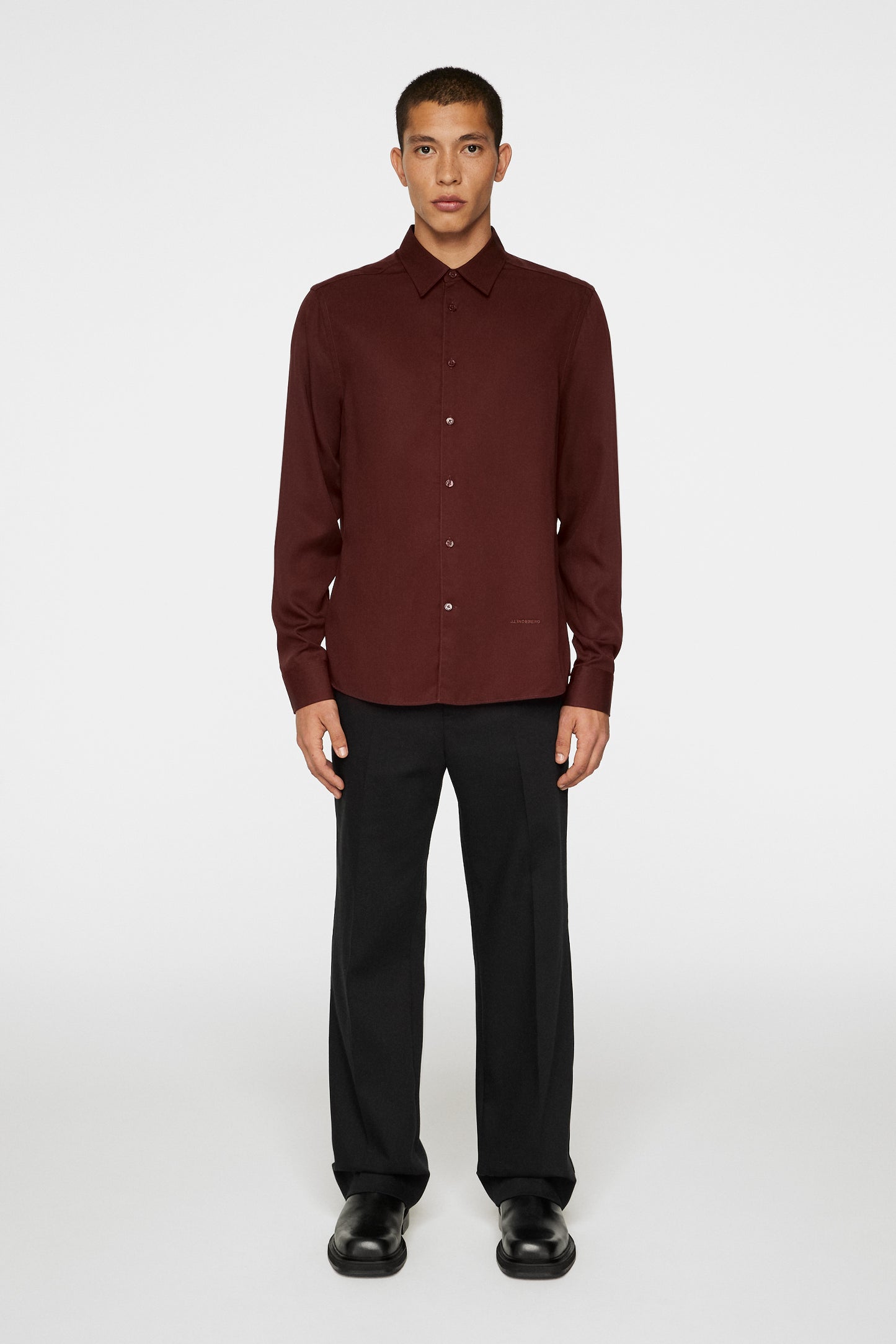 Slim LS Comfort Tencel Shirt in Bitter Chocolate by J.Lindeberg