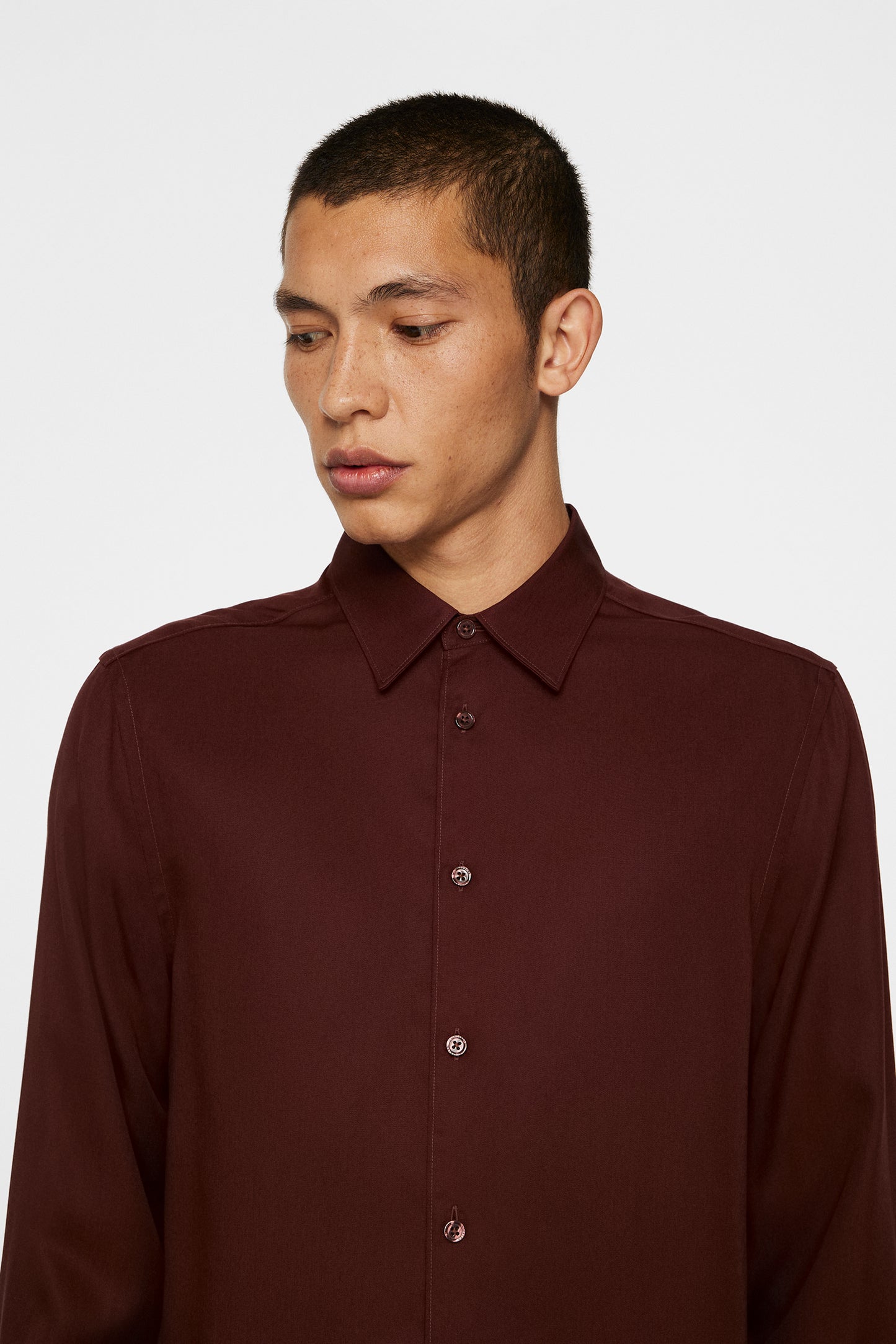 Slim LS Comfort Tencel Shirt in Bitter Chocolate by J.Lindeberg
