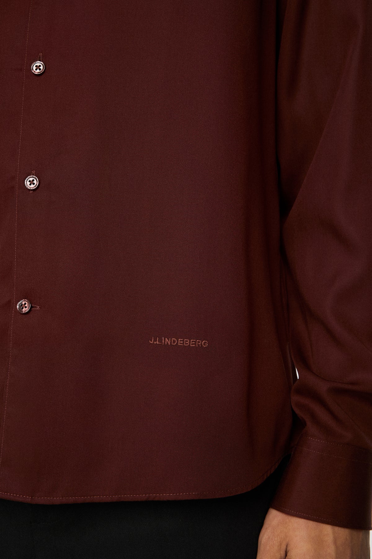 Slim LS Comfort Tencel Shirt in Bitter Chocolate by J.Lindeberg