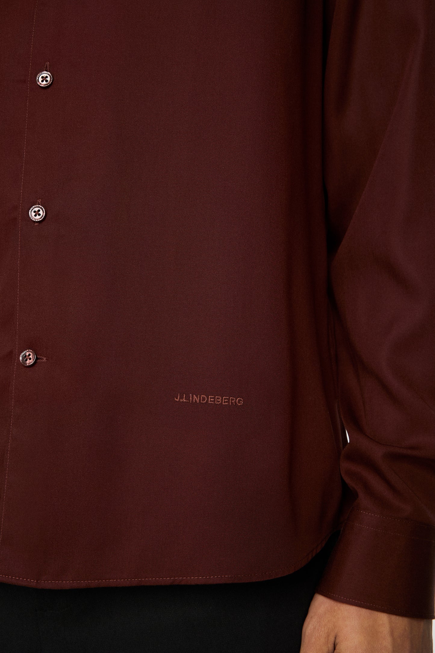 Slim LS Comfort Tencel Shirt in Bitter Chocolate by J.Lindeberg