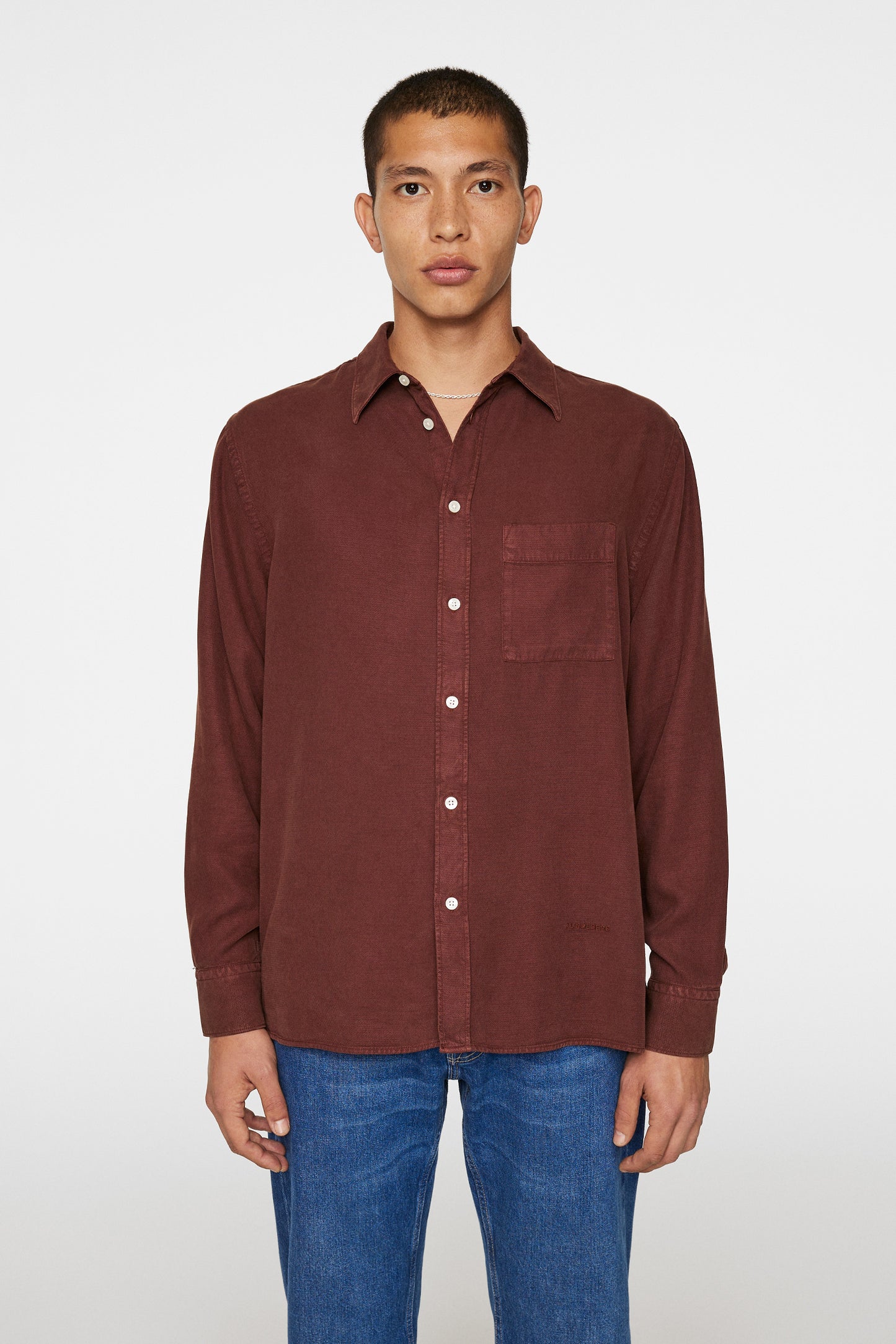 Reg Struct GMD Tencel Shirt in Bitter Chocolate by J.Lindeberg