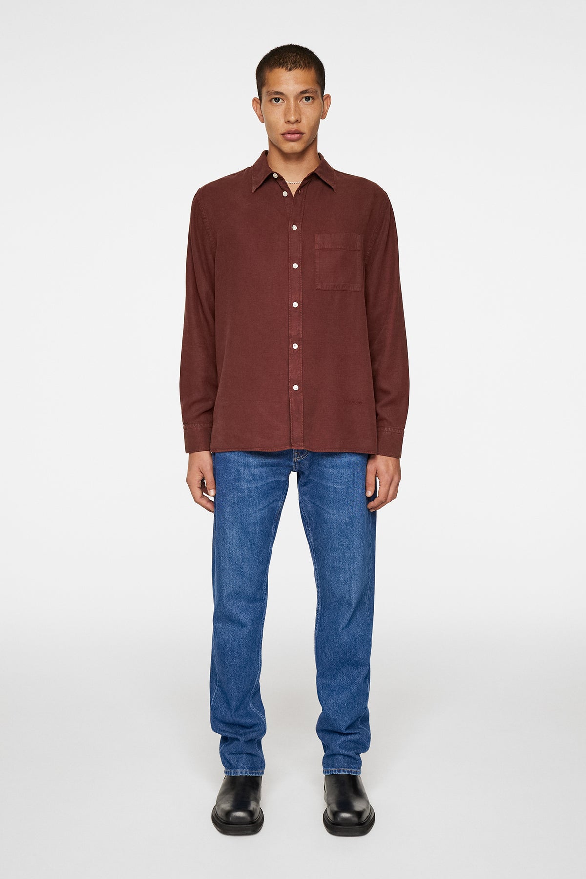 Reg Struct GMD Tencel Shirt in Bitter Chocolate by J.Lindeberg