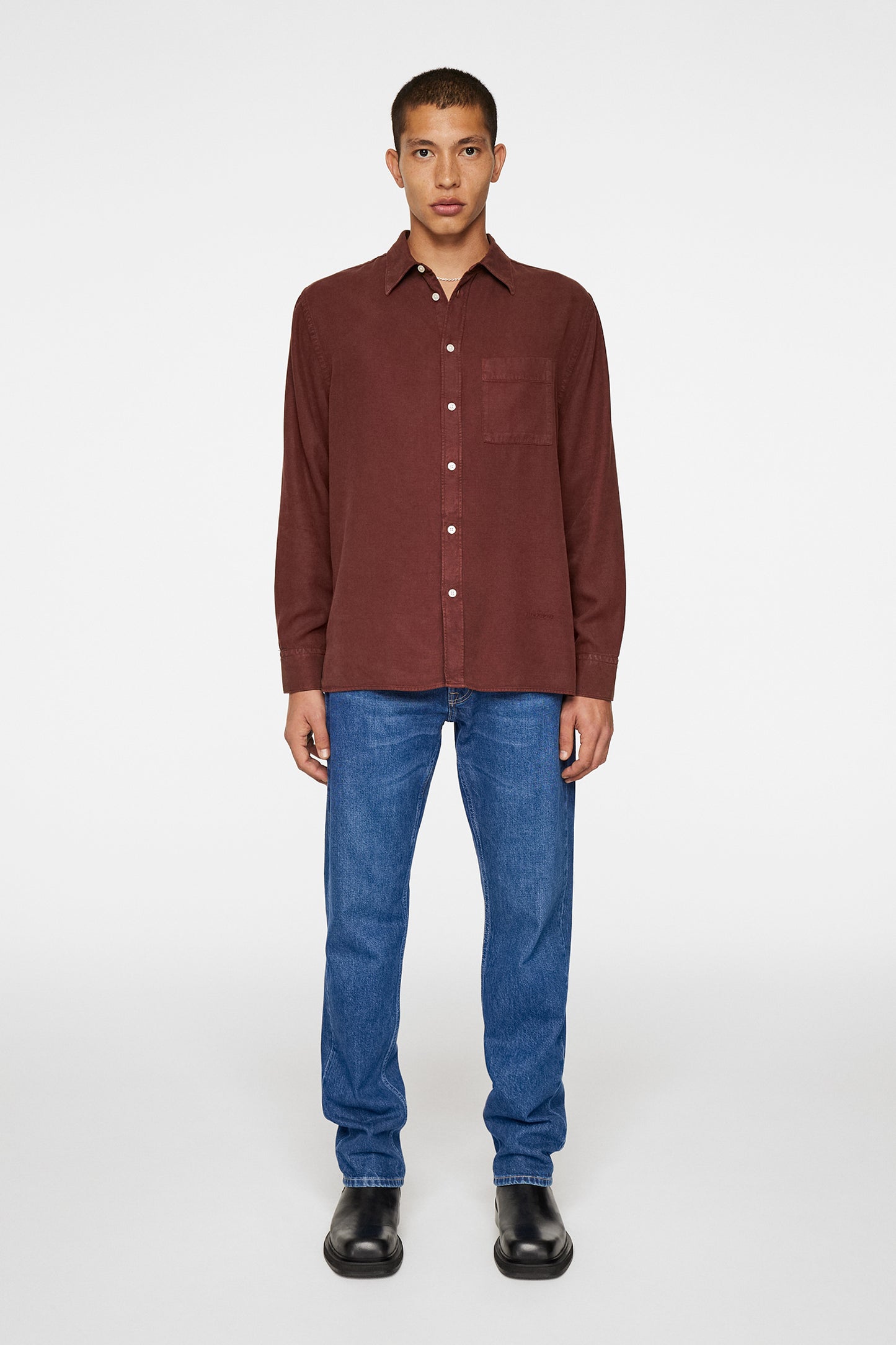 Reg Struct GMD Tencel Shirt in Bitter Chocolate by J.Lindeberg