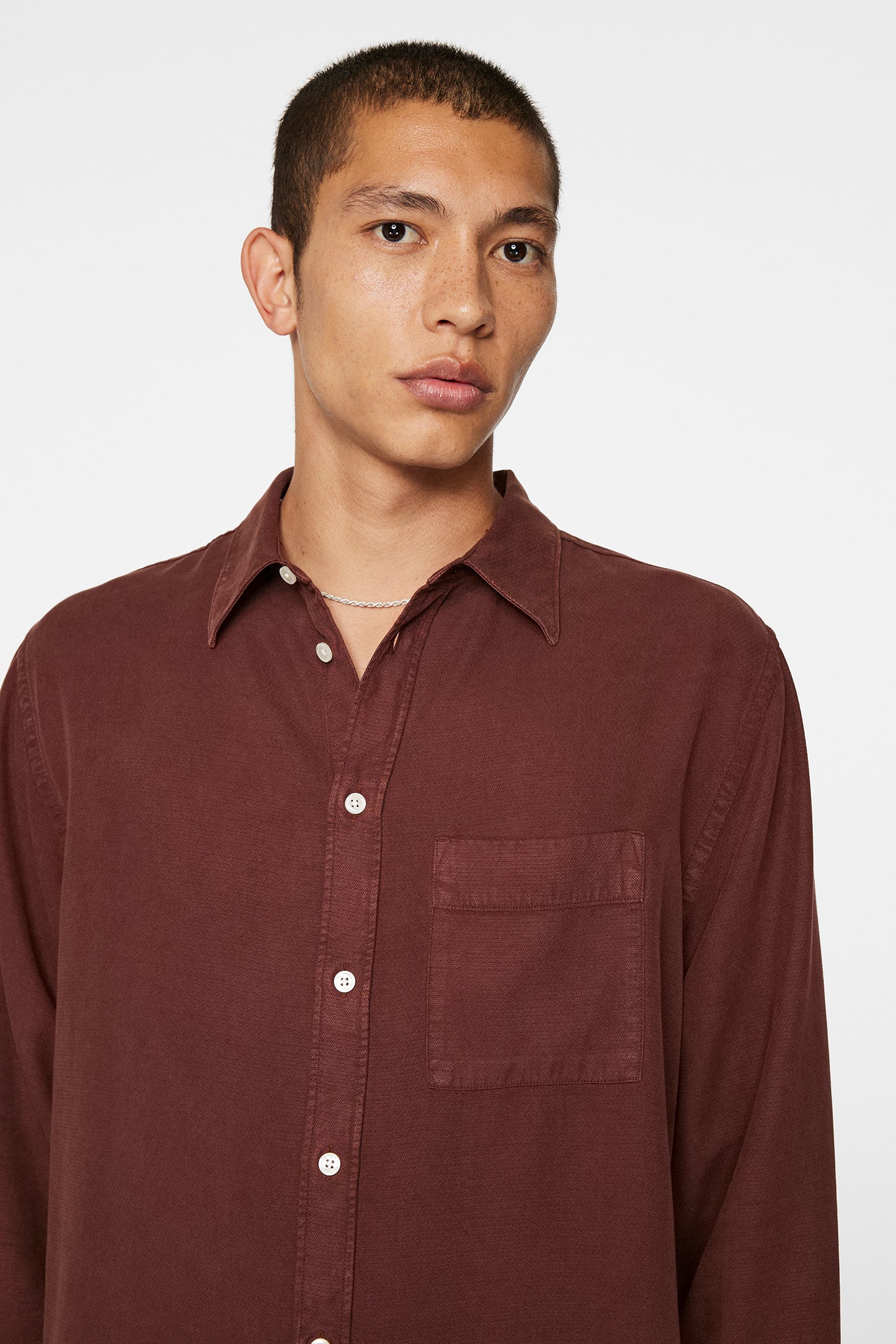 Reg Struct GMD Tencel Shirt in Bitter Chocolate by J.Lindeberg