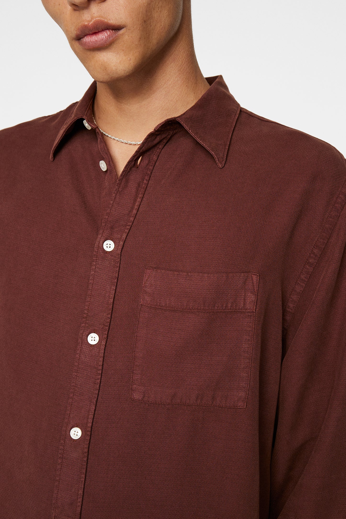 Reg Struct GMD Tencel Shirt in Bitter Chocolate by J.Lindeberg