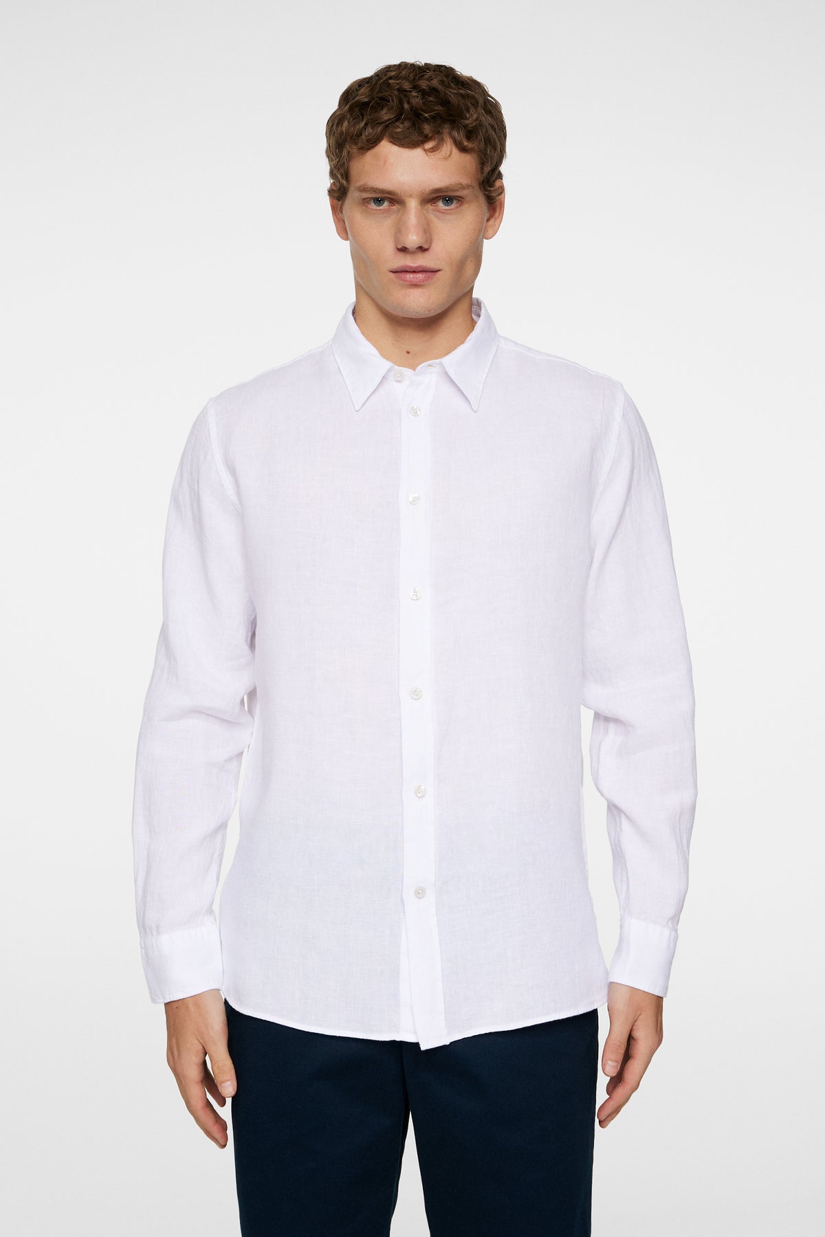 Reg LS Clean Linen Shirt in White by J.Lindeberg