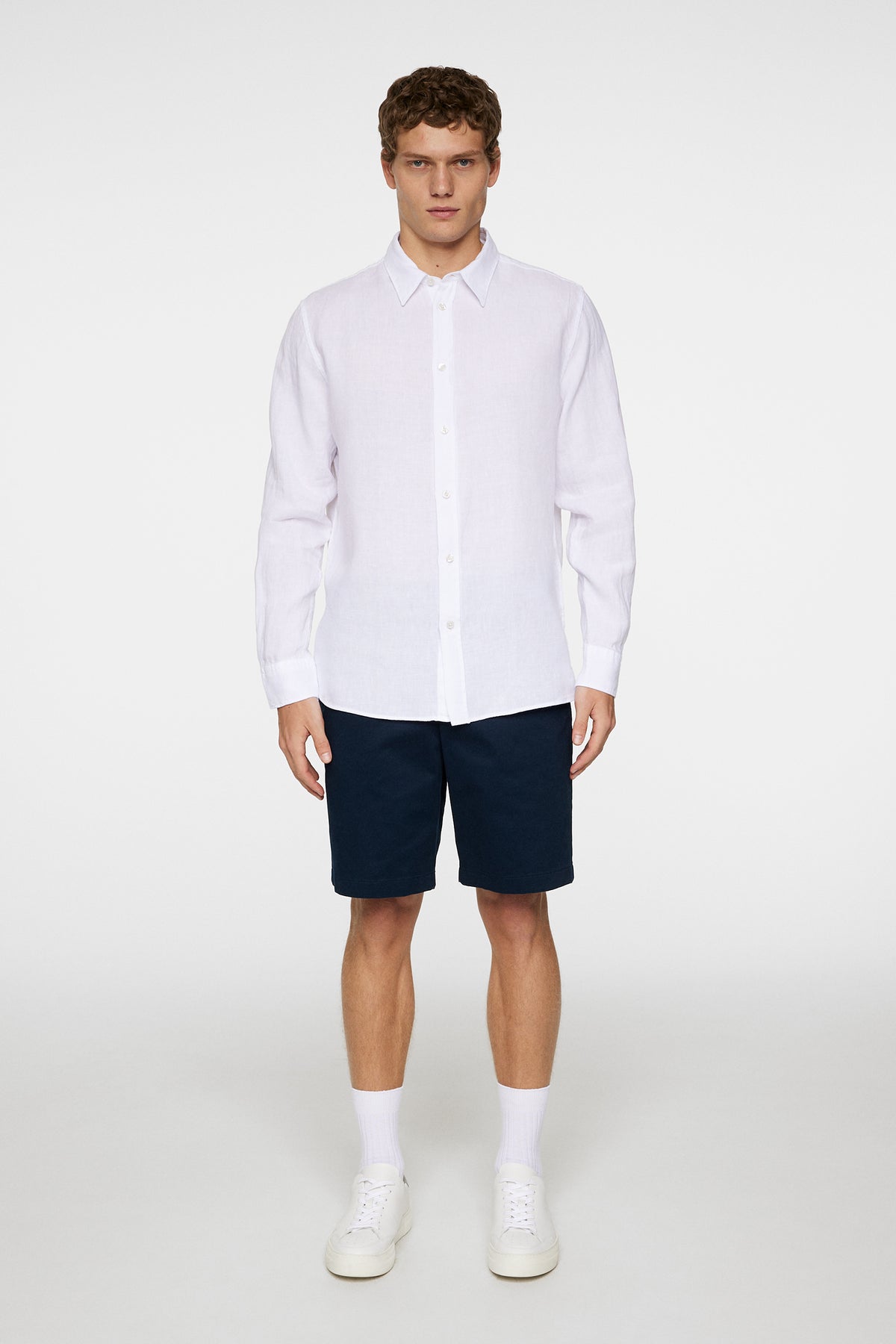 Reg LS Clean Linen Shirt in White by J.Lindeberg