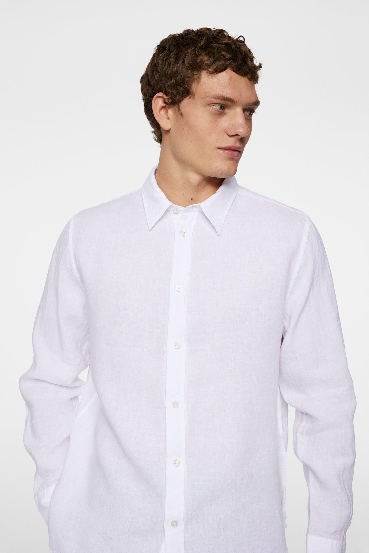 Reg LS Clean Linen Shirt in White by J.Lindeberg