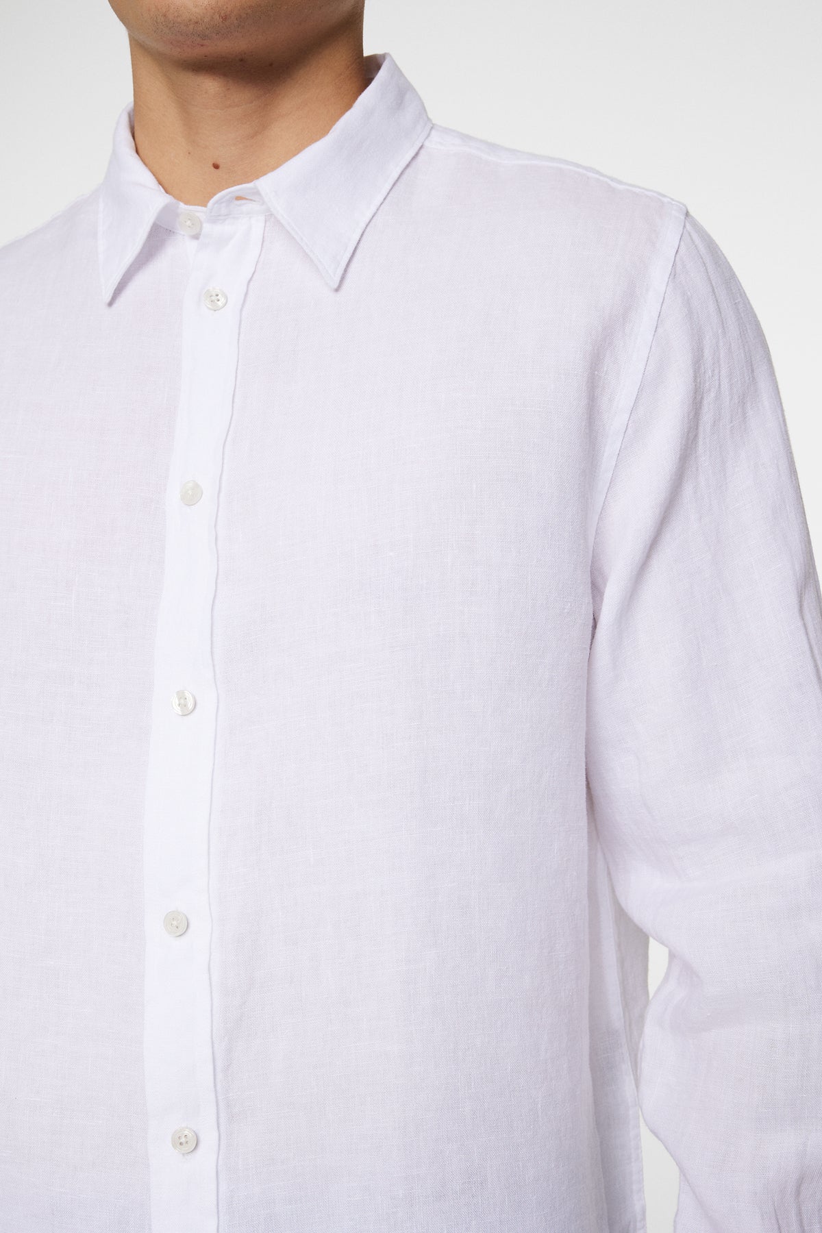 Reg LS Clean Linen Shirt in White by J.Lindeberg