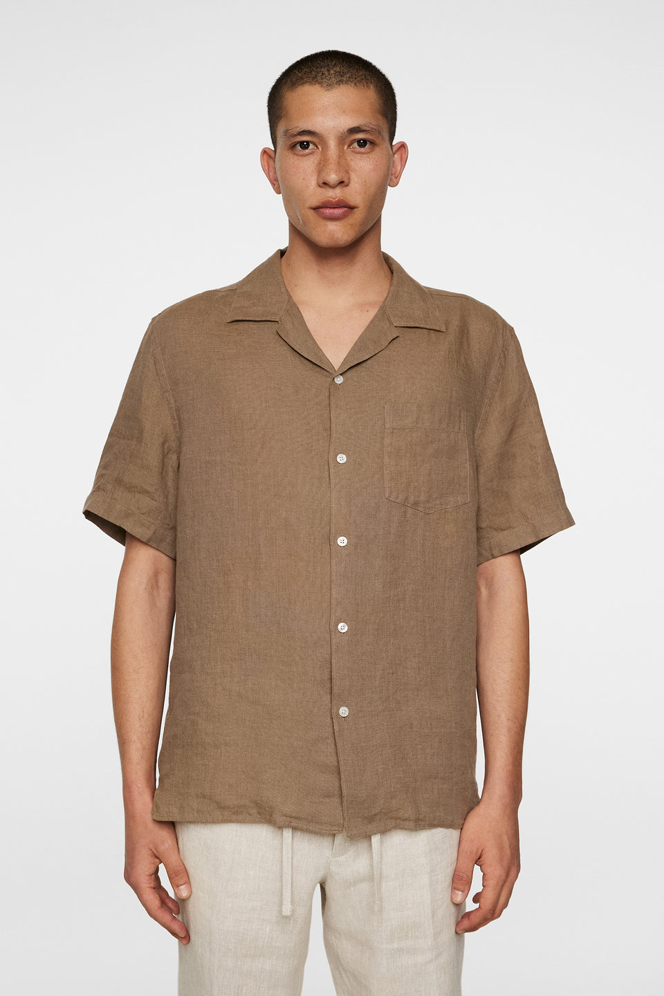 Elio Linen Melange Shirt / Sepia Tint