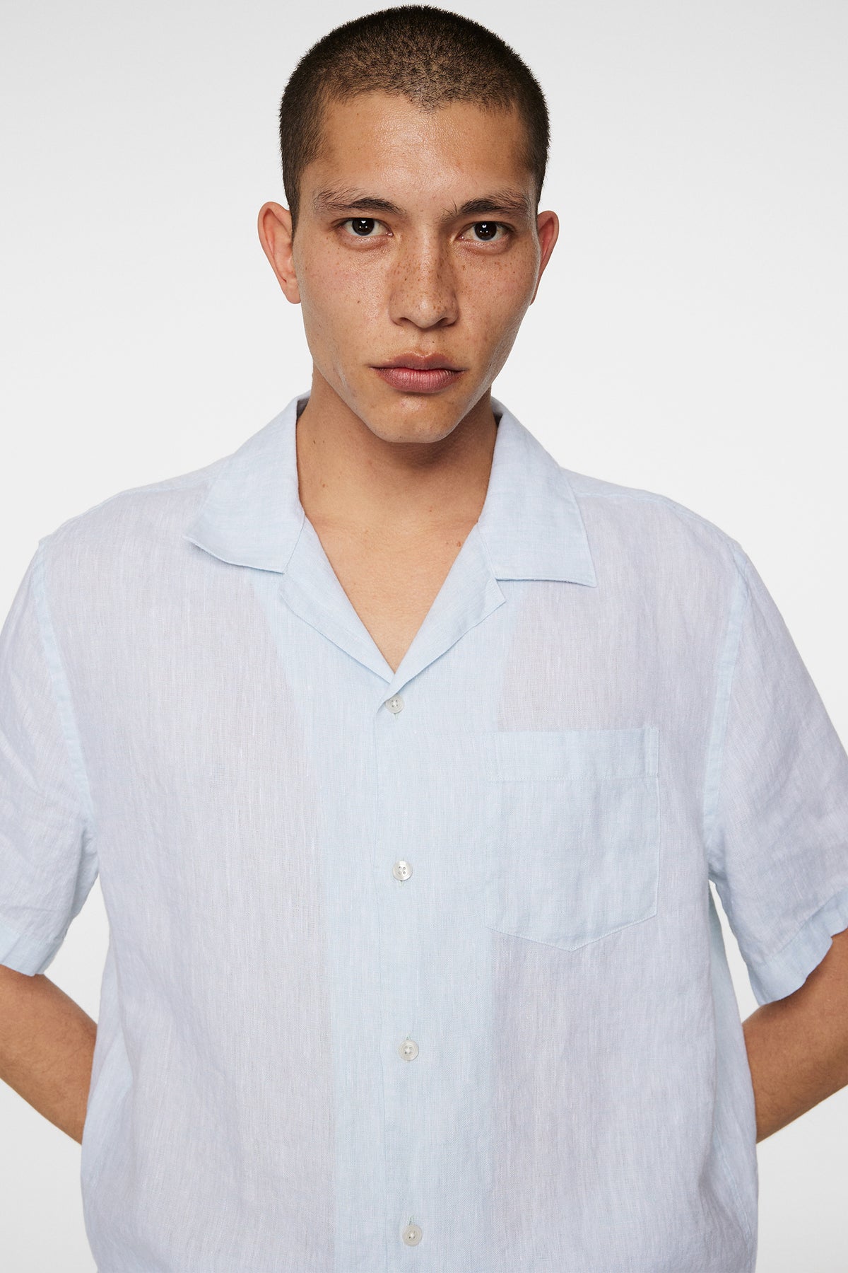 Elio Linen Melange Shirt in Winter Sky by J.Lindeberg