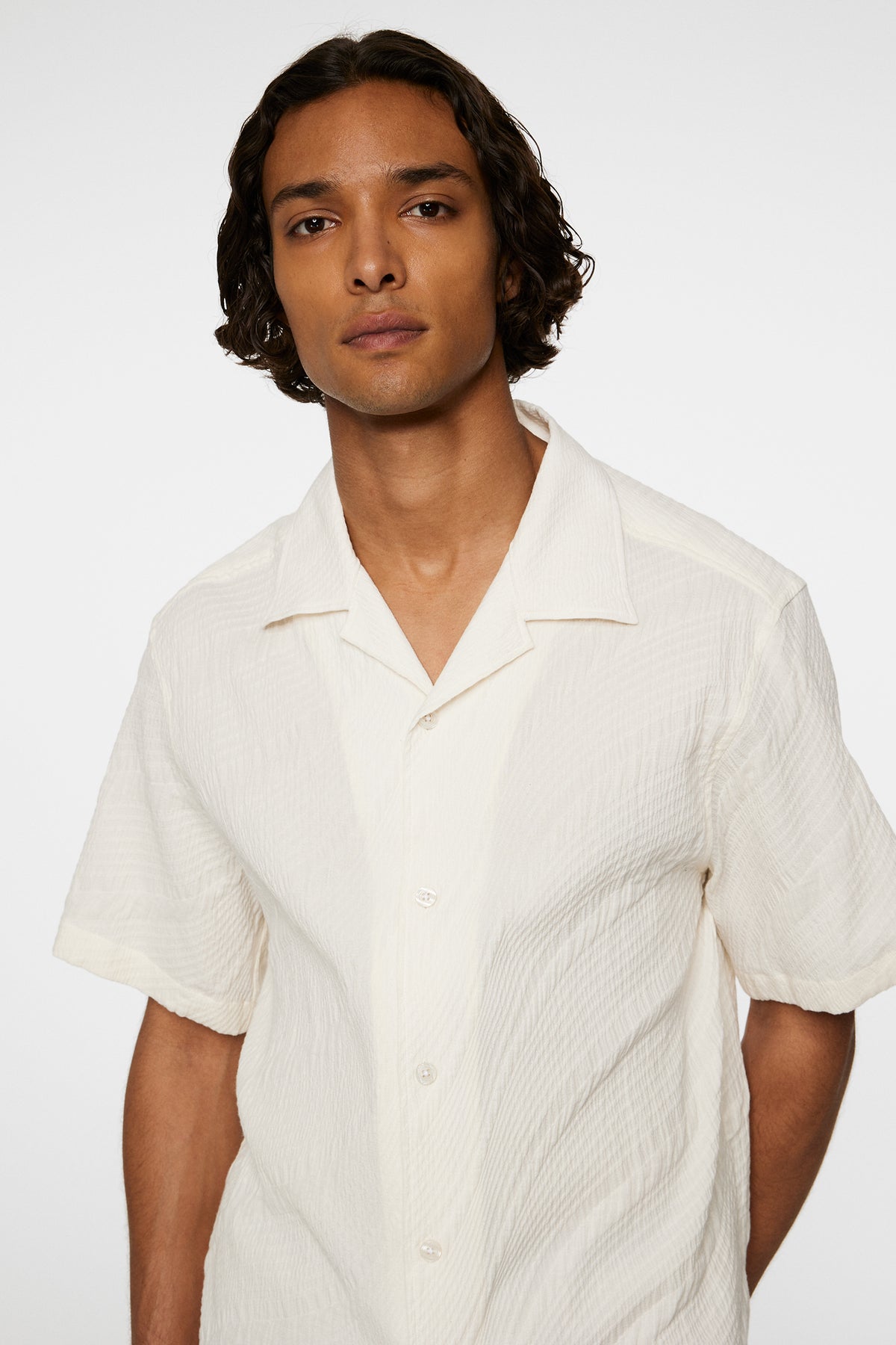 Donso Stretch Texture Shirt in Moonbeam by J.Lindeberg