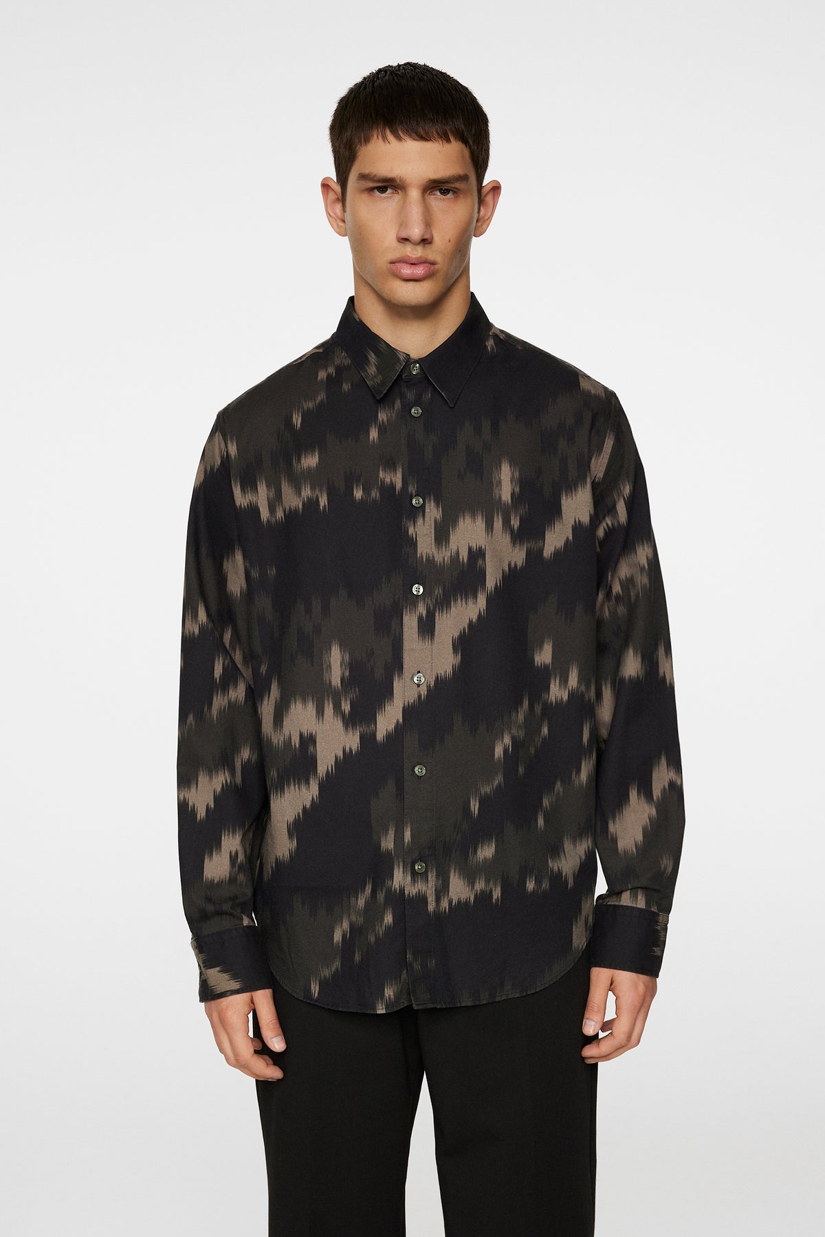 Reg LS Tencel Print Shirt in Warp Forest L by J.Lindeberg