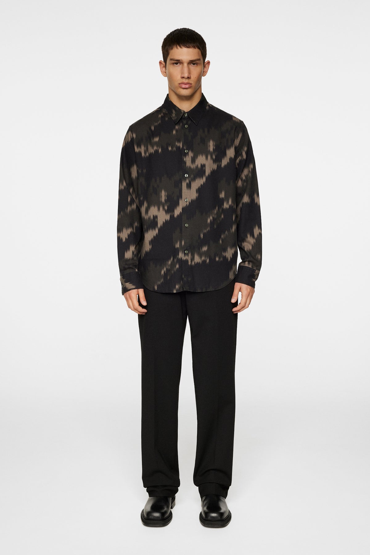 Reg LS Tencel Print Shirt in Warp Forest L by J.Lindeberg