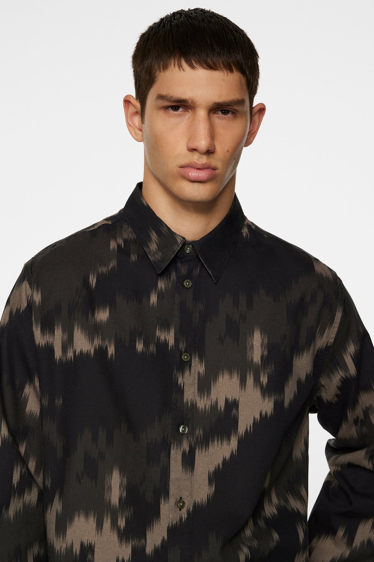Reg LS Tencel Print Shirt in Warp Forest L by J.Lindeberg