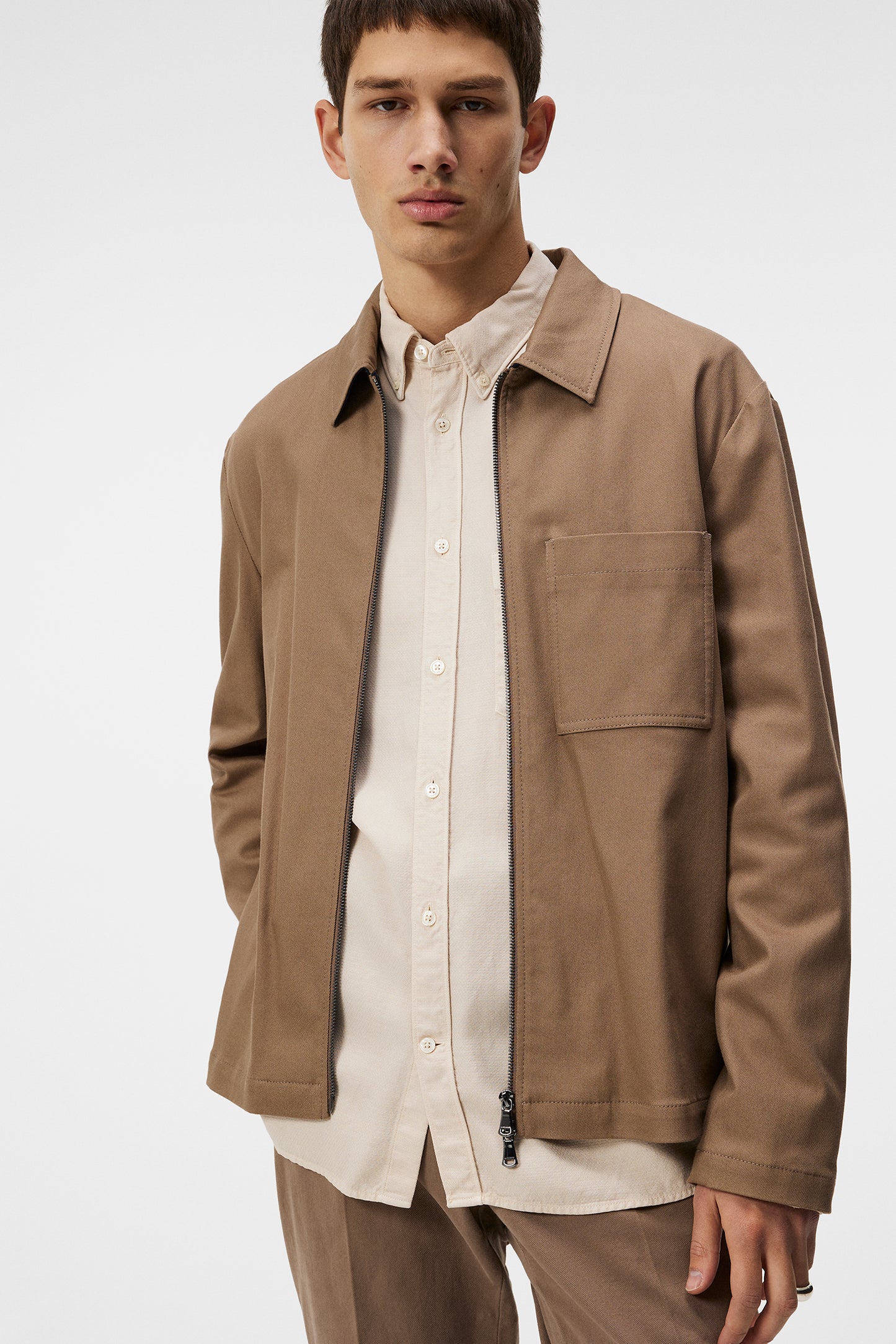 Julius Cotton Twill Overshirt in Walnut by J.Lindeberg