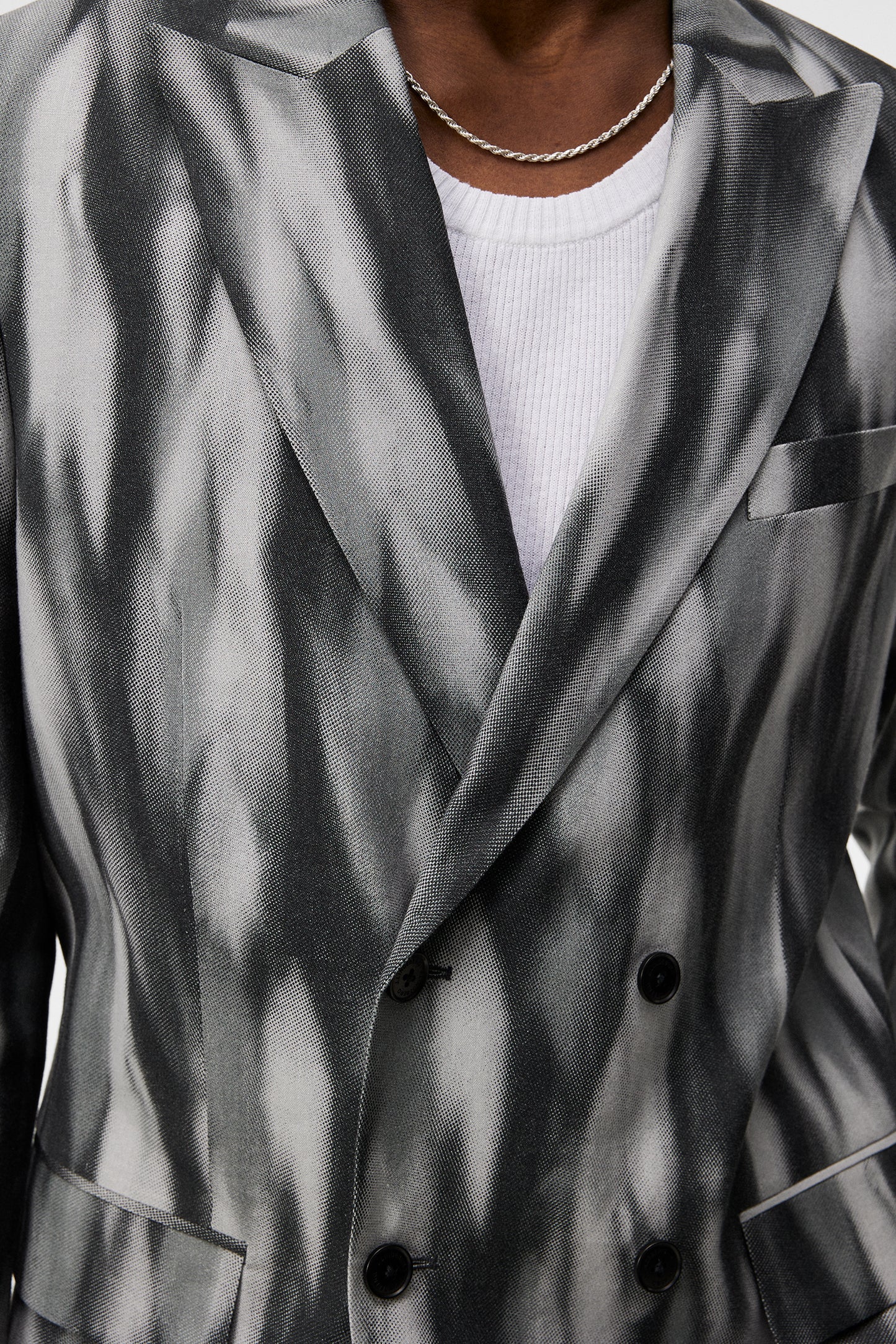 Dorian Printed Linen Mix in Black by J.Lindeberg
