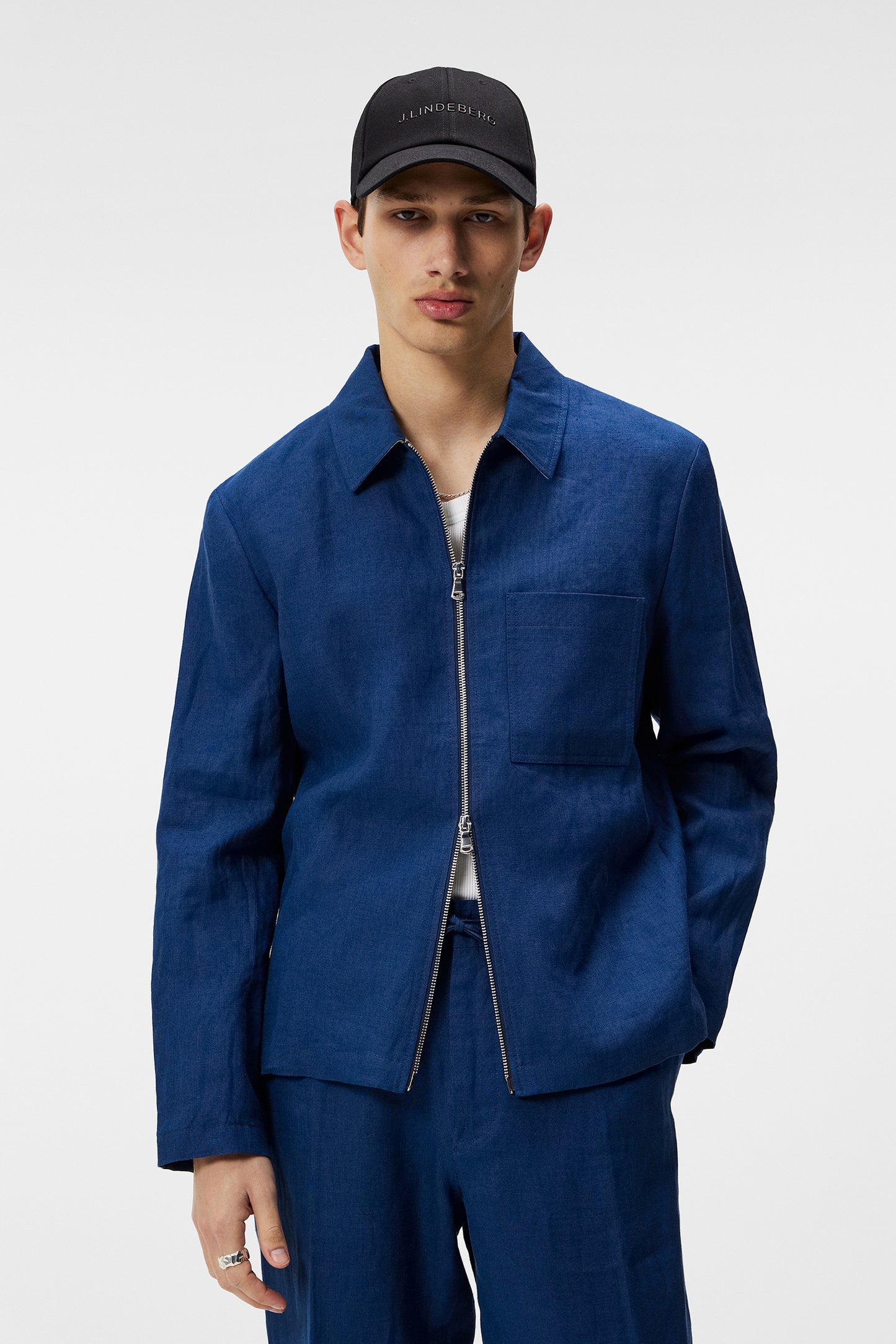 Julius Linen Overshirt in Estate Blue by J.Lindeberg