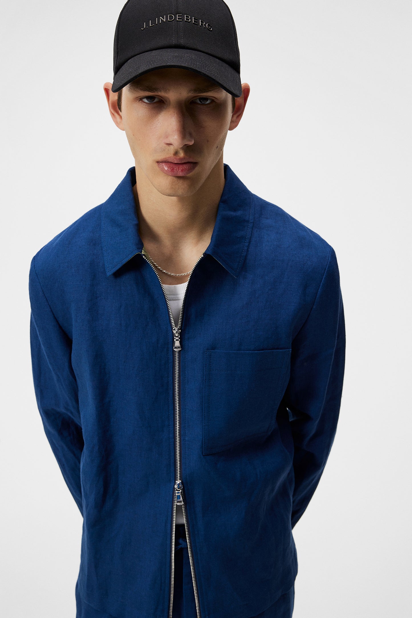 Julius Linen Overshirt in Estate Blue by J.Lindeberg