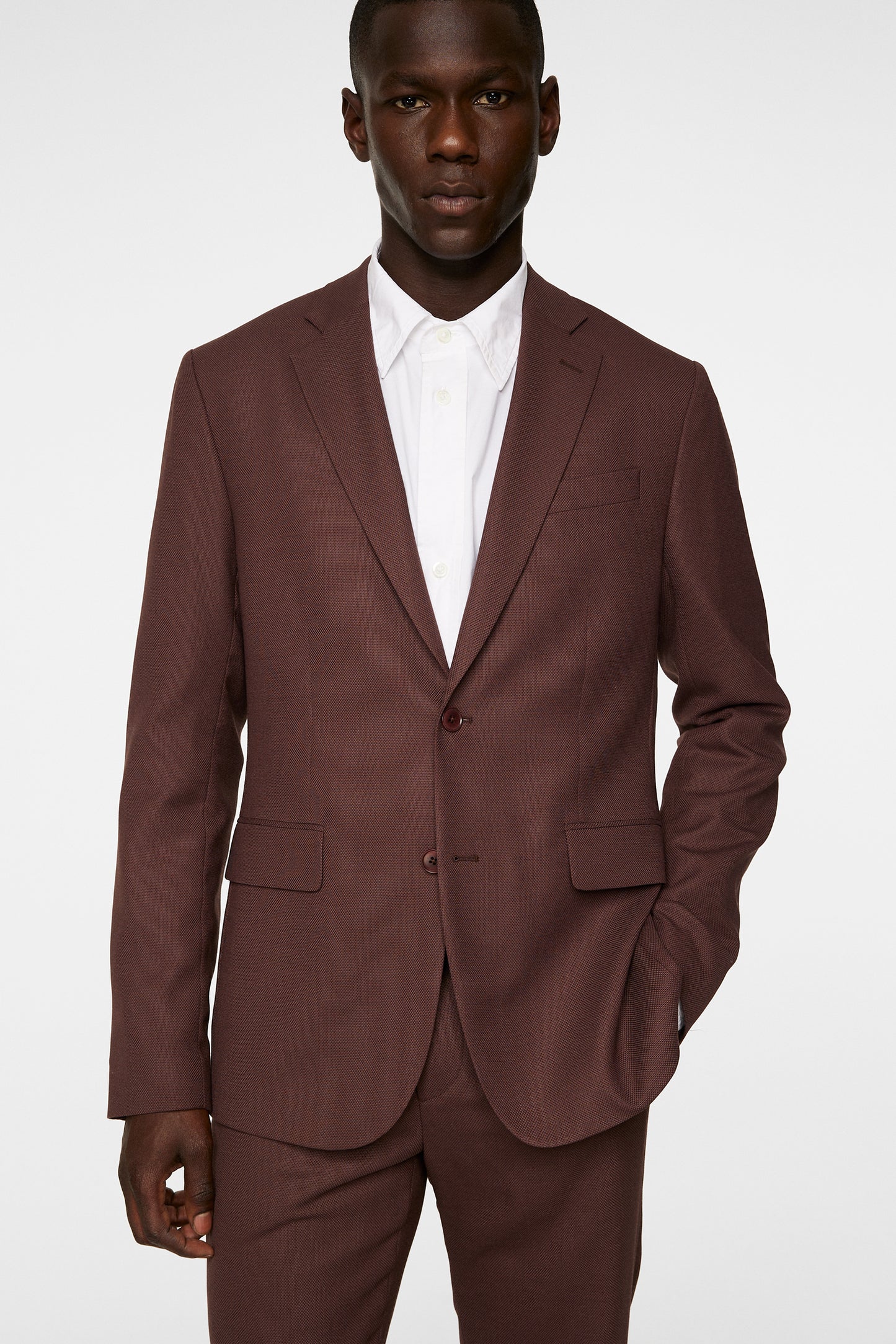Elton U Active Hopsack Blazer in Bitter Chocolate by J.Lindeberg