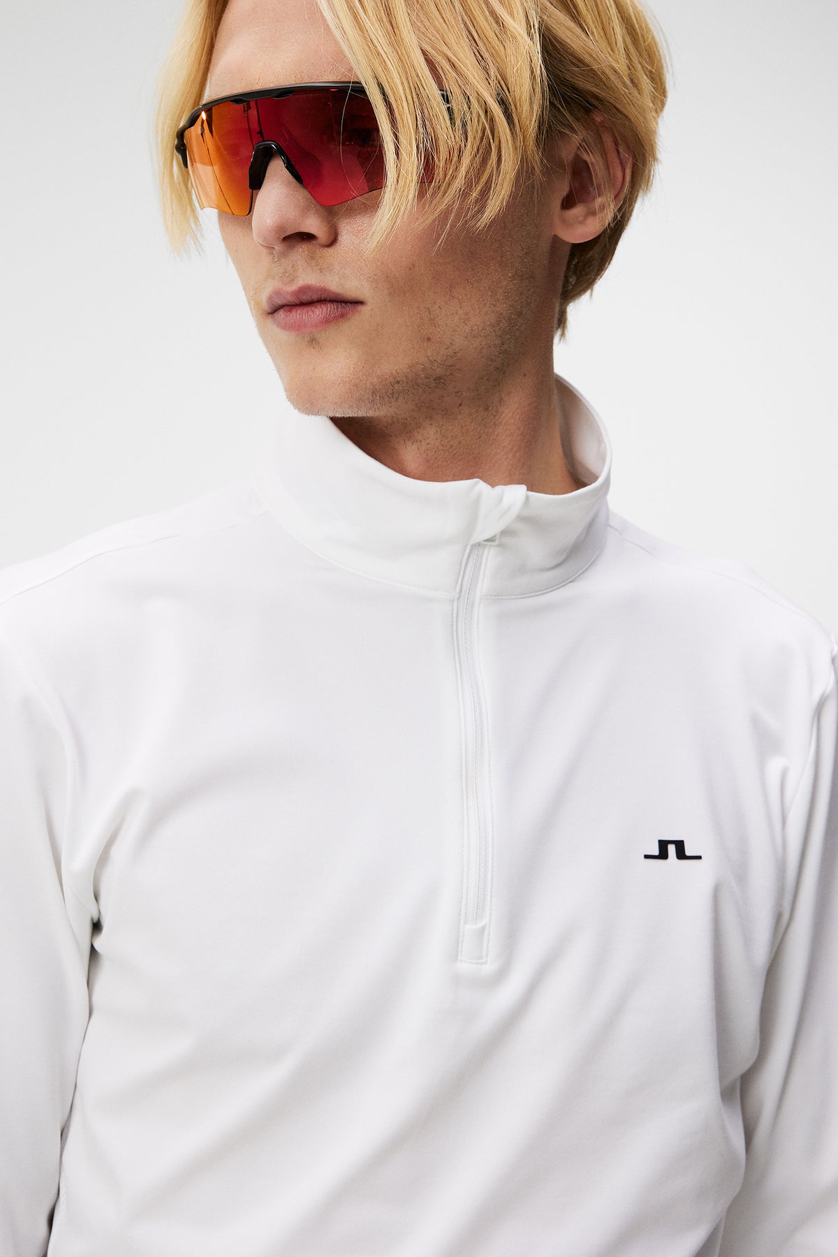 Luke Quarter Zip Mid Layer in White by J.Lindeberg