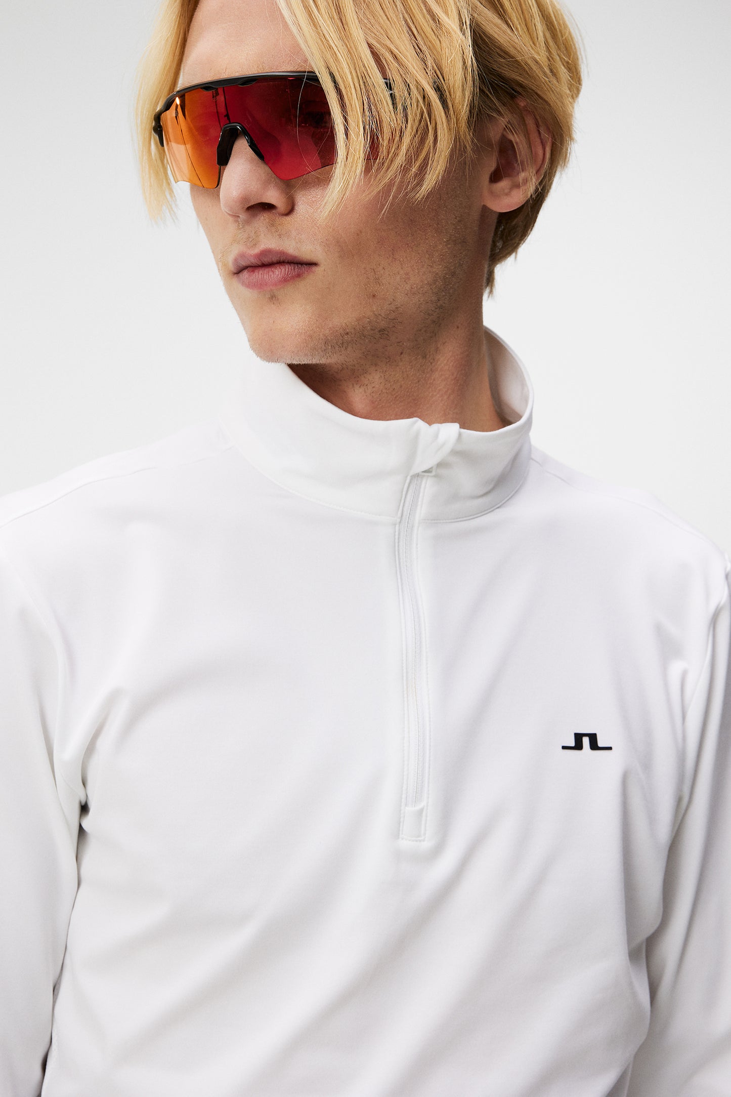 Luke Quarter Zip Mid Layer in White by J.Lindeberg