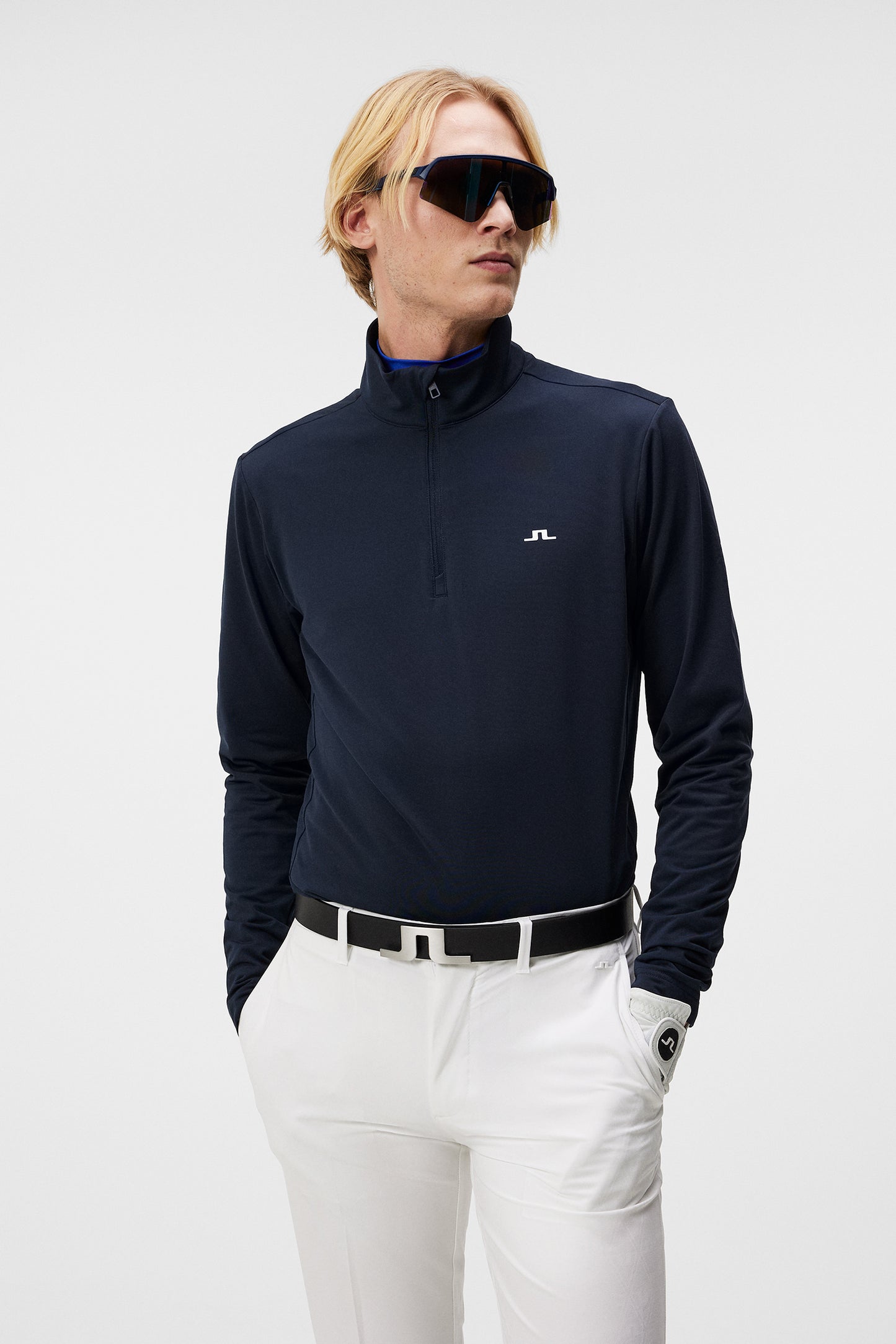 Luke Quarter Zip Mid Layer in JL Navy by J.Lindeberg