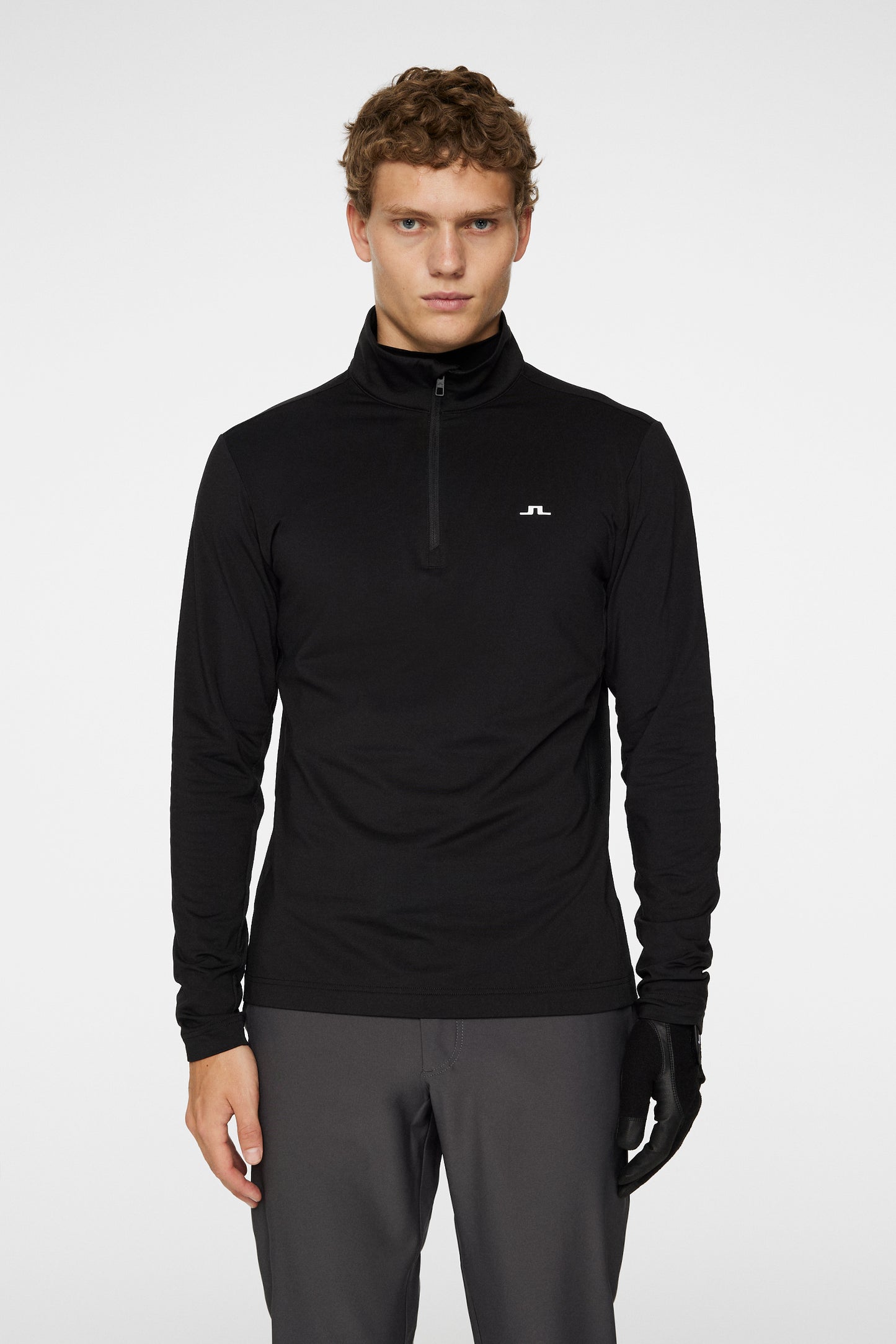 Luke Quarter Zip Mid Layer in Black by J.Lindeberg