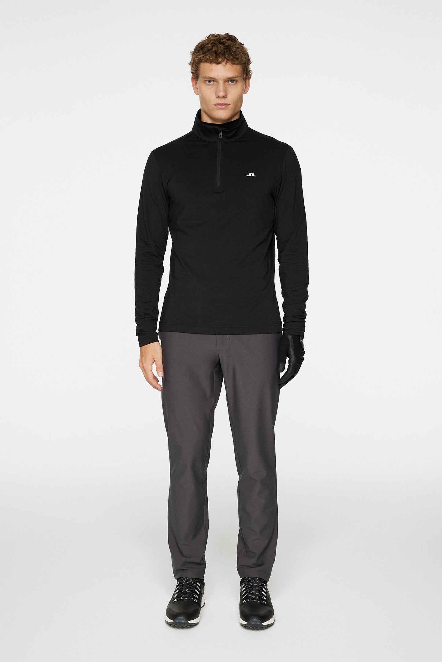 Luke Quarter Zip Mid Layer in Black by J.Lindeberg