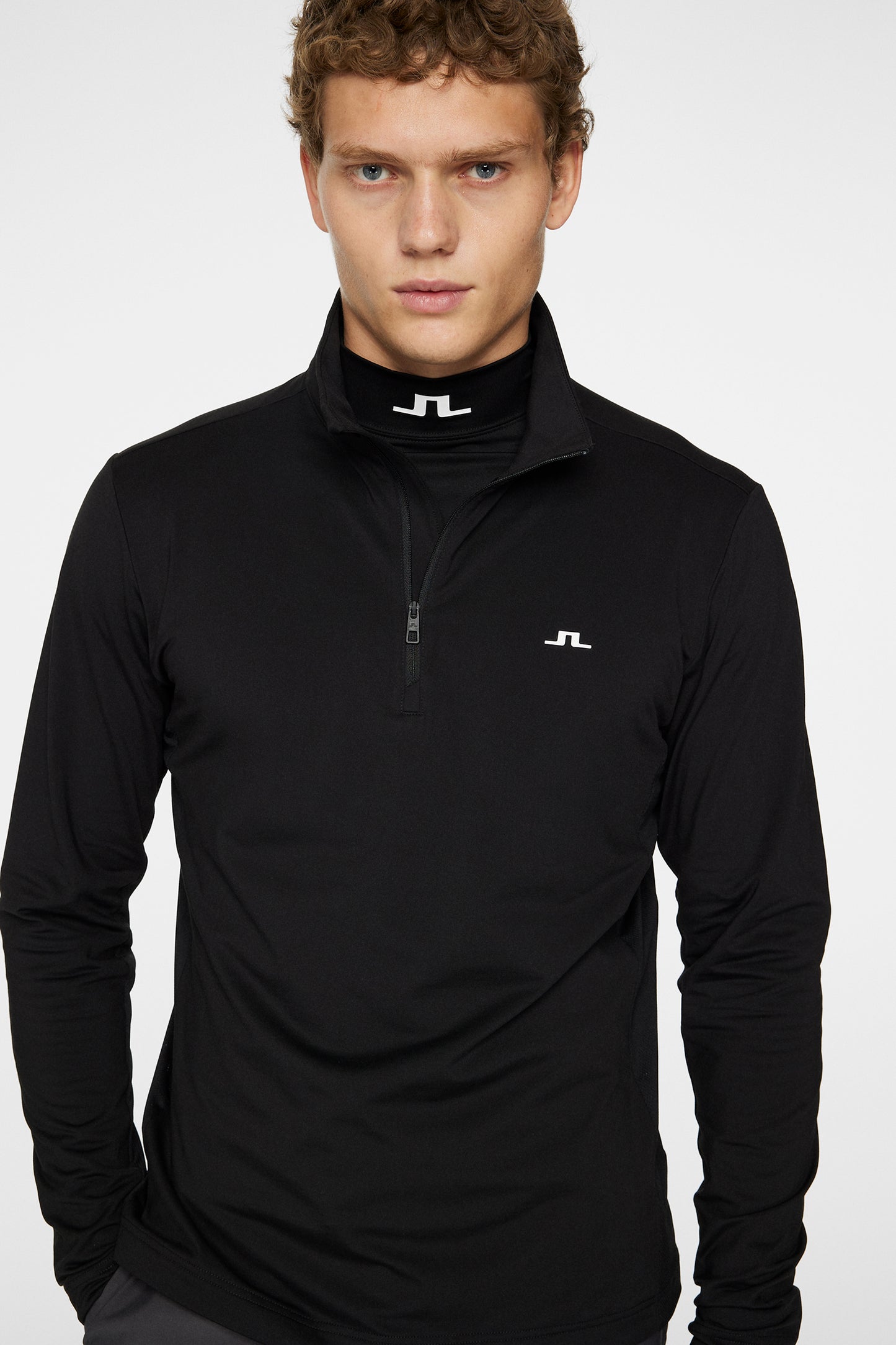 Luke Quarter Zip Mid Layer in Black by J.Lindeberg