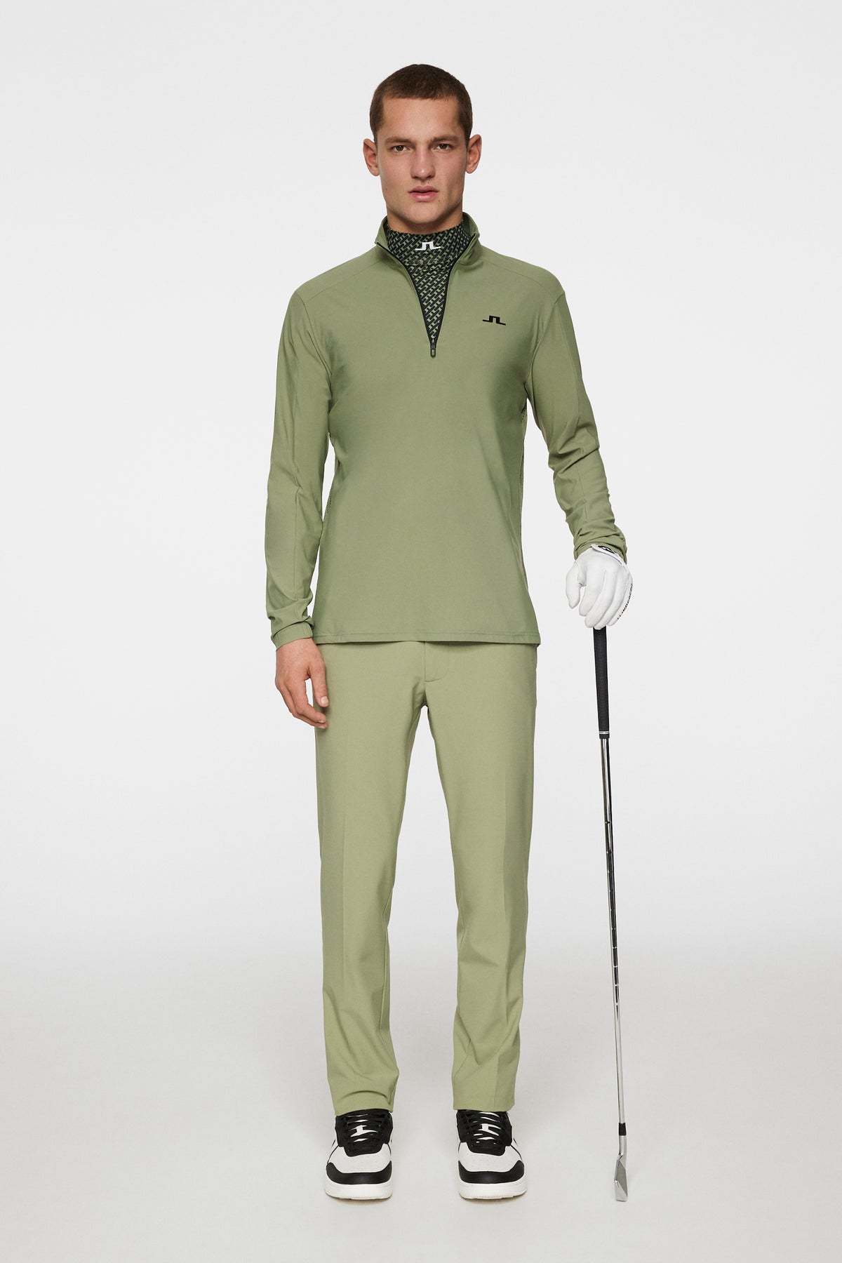 Ollie Tech Mid Layer in Oil Green by J.Lindeberg