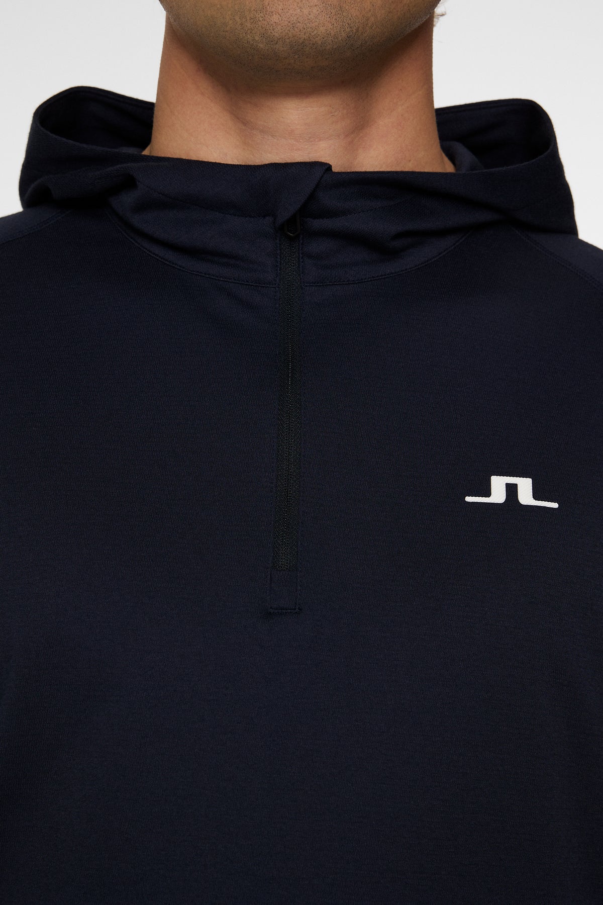 Mario Quarter Zip Hood in JL Navy by J.Lindeberg