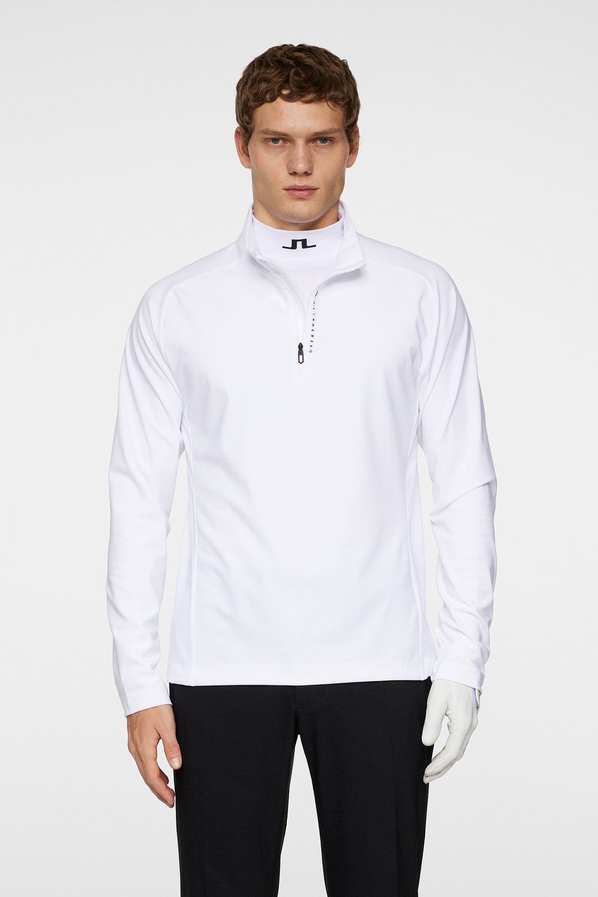 Mathias Zip Mid Layer in White by J.Lindeberg