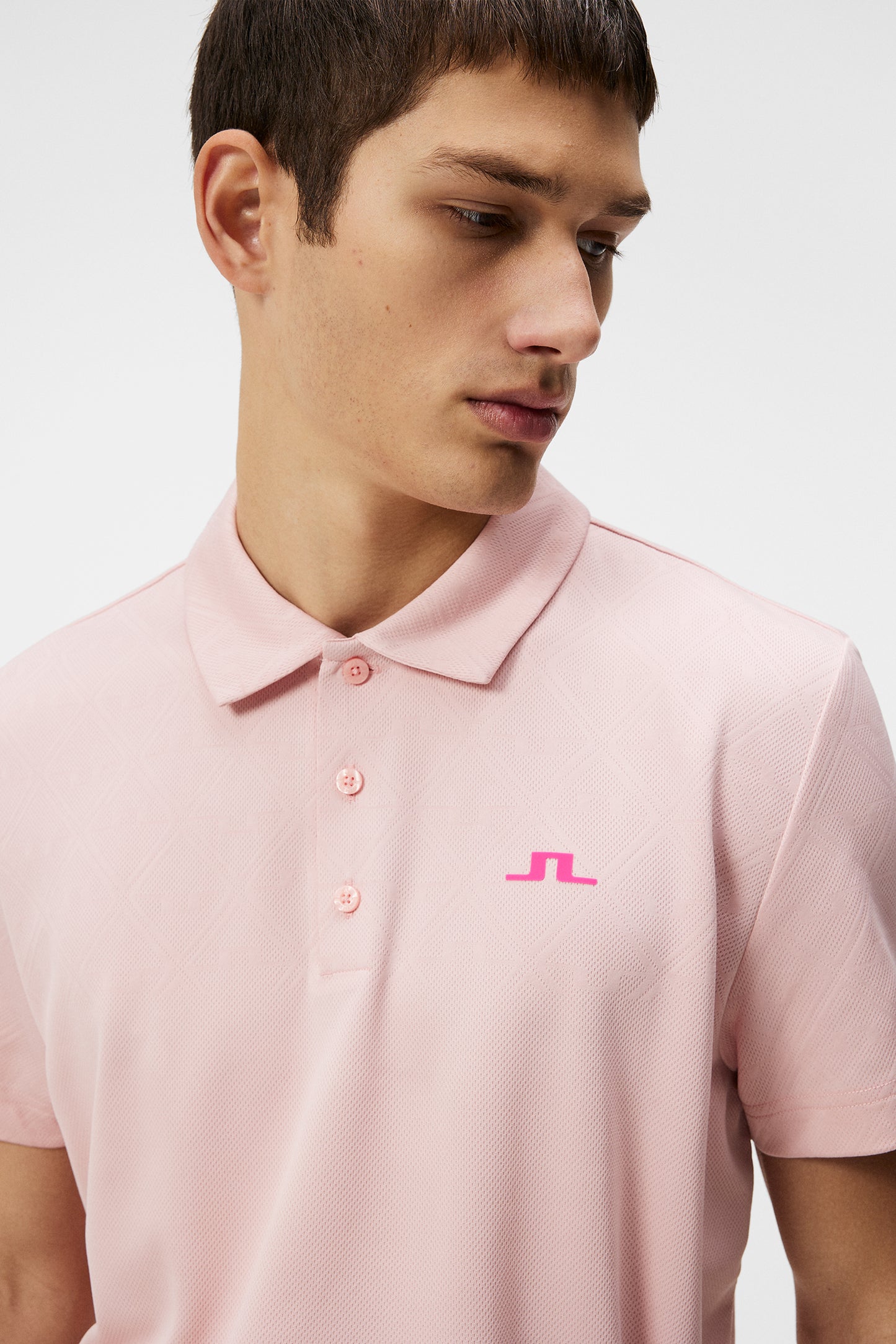 Halto Regular Fit Polo in Geo Powder Pink by J.Lindeberg