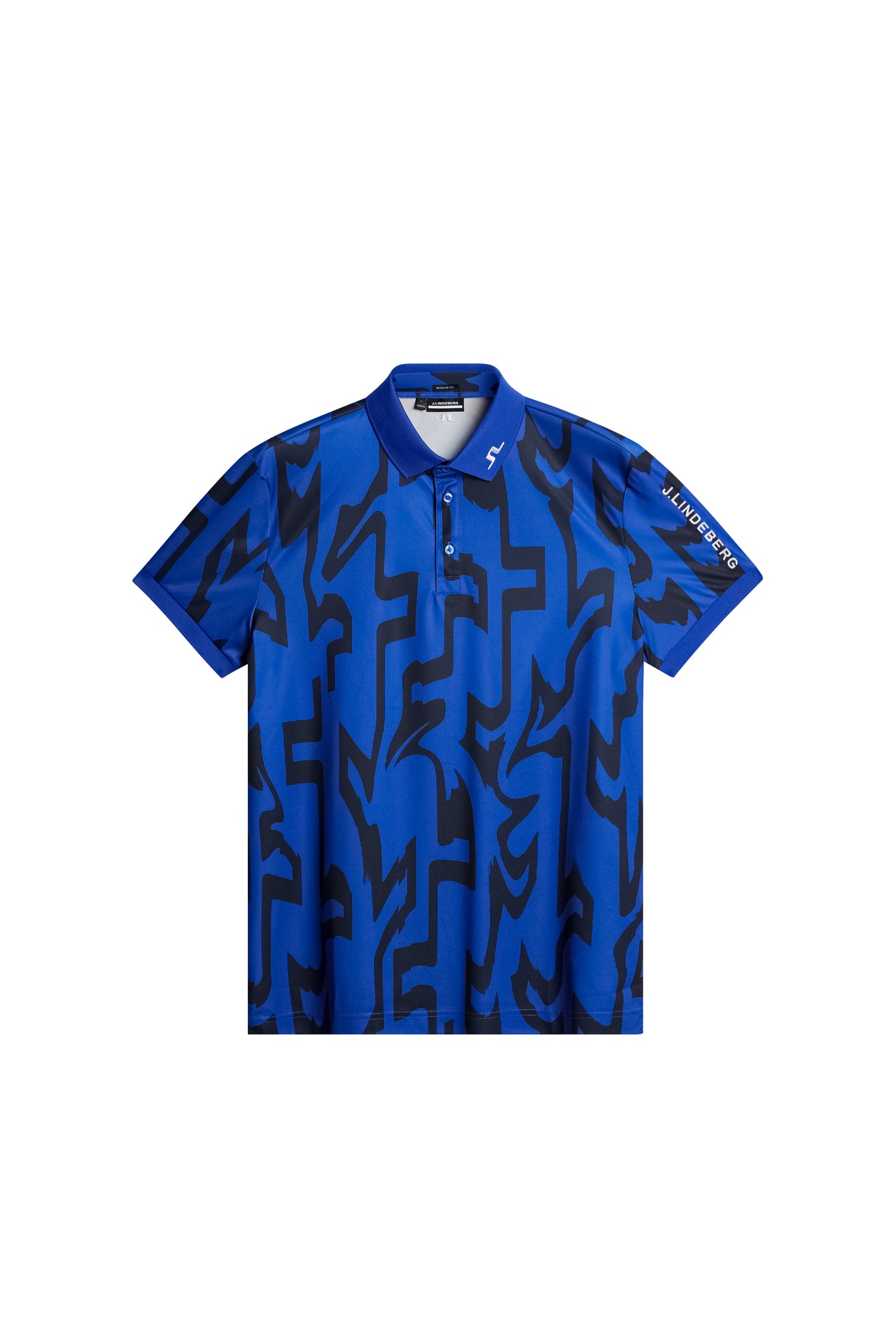 Tour Tech Reg Fit Print Polo in Glitch Bridge Blue by J.Lindeberg