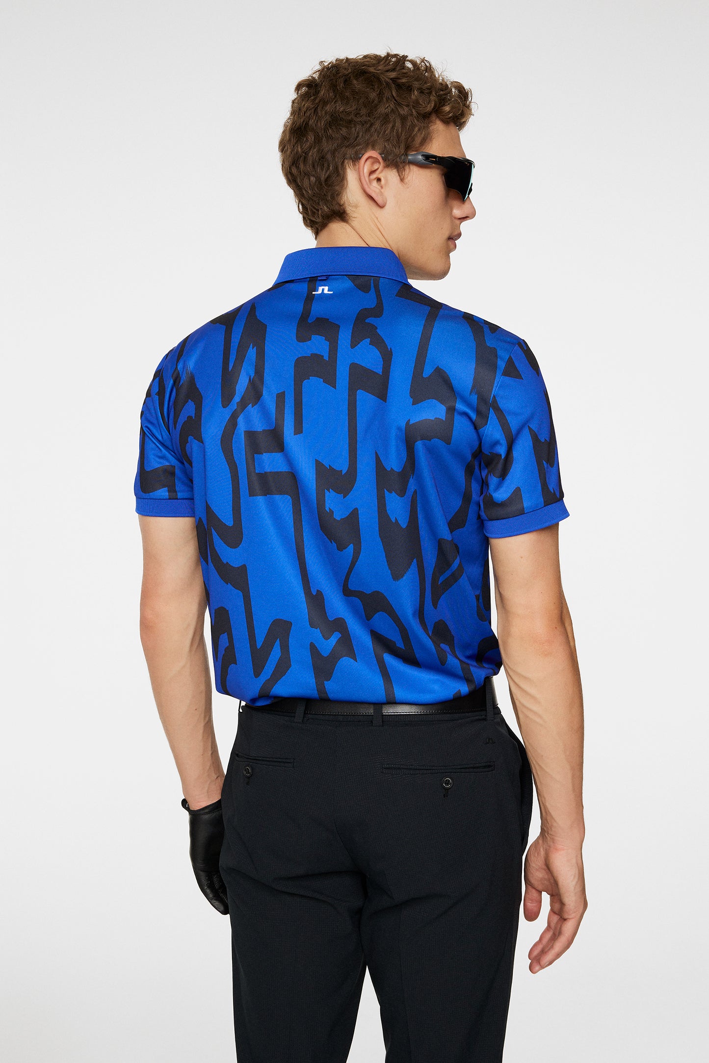 Tour Tech Reg Fit Print Polo in Glitch Bridge Blue by J.Lindeberg