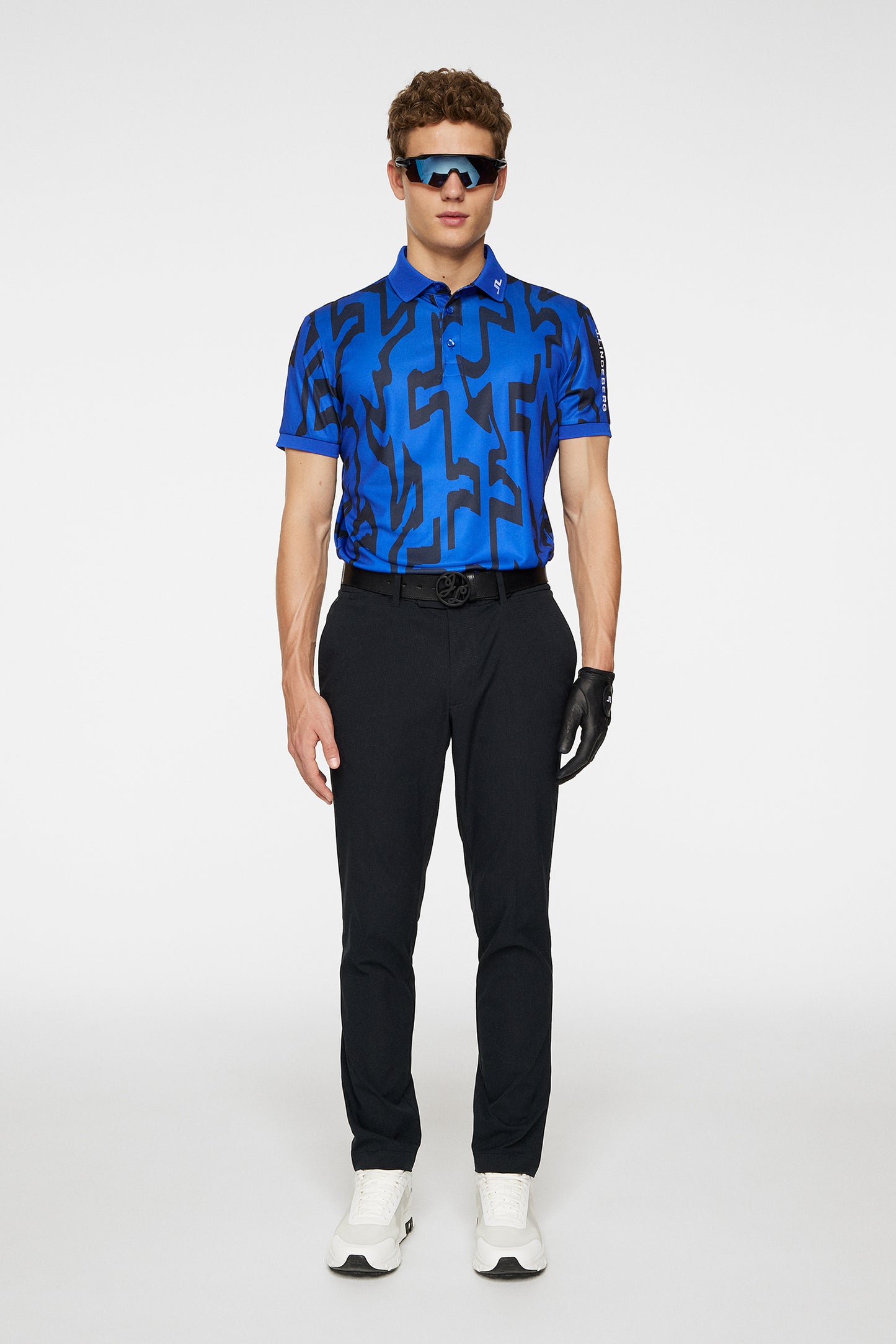 Tour Tech Reg Fit Print Polo in Glitch Bridge Blue by J.Lindeberg