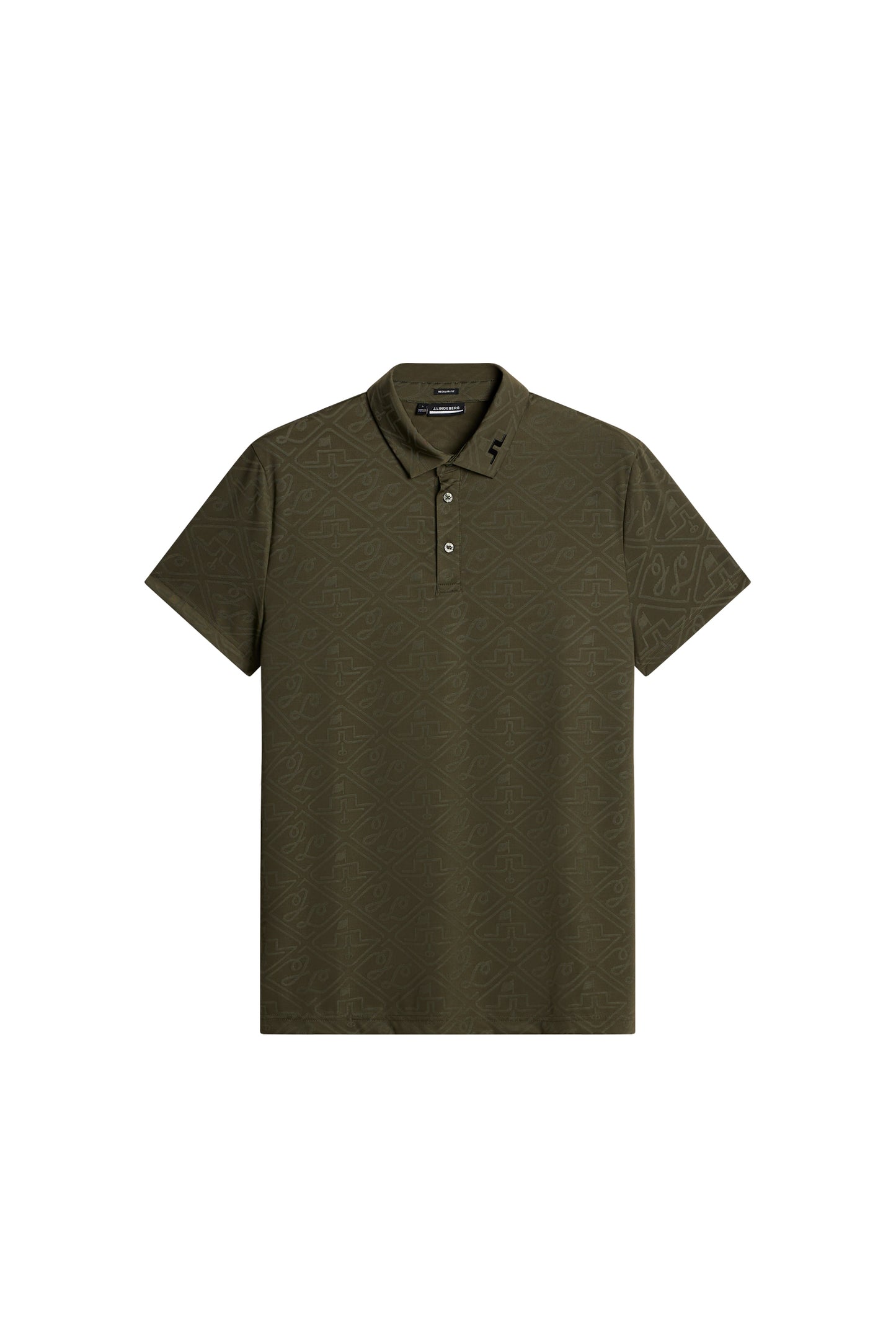 Bison  Regular Jacquard Polo in Forest Green by J.Lindeberg