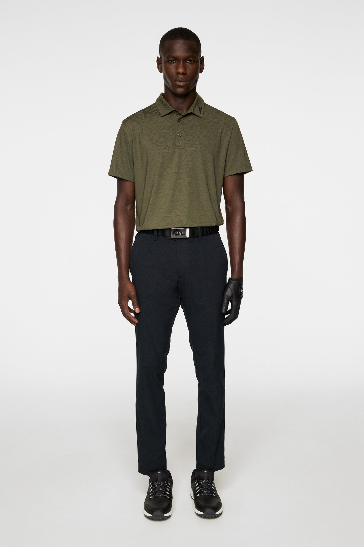 Bison  Regular Jacquard Polo in Forest Green by J.Lindeberg