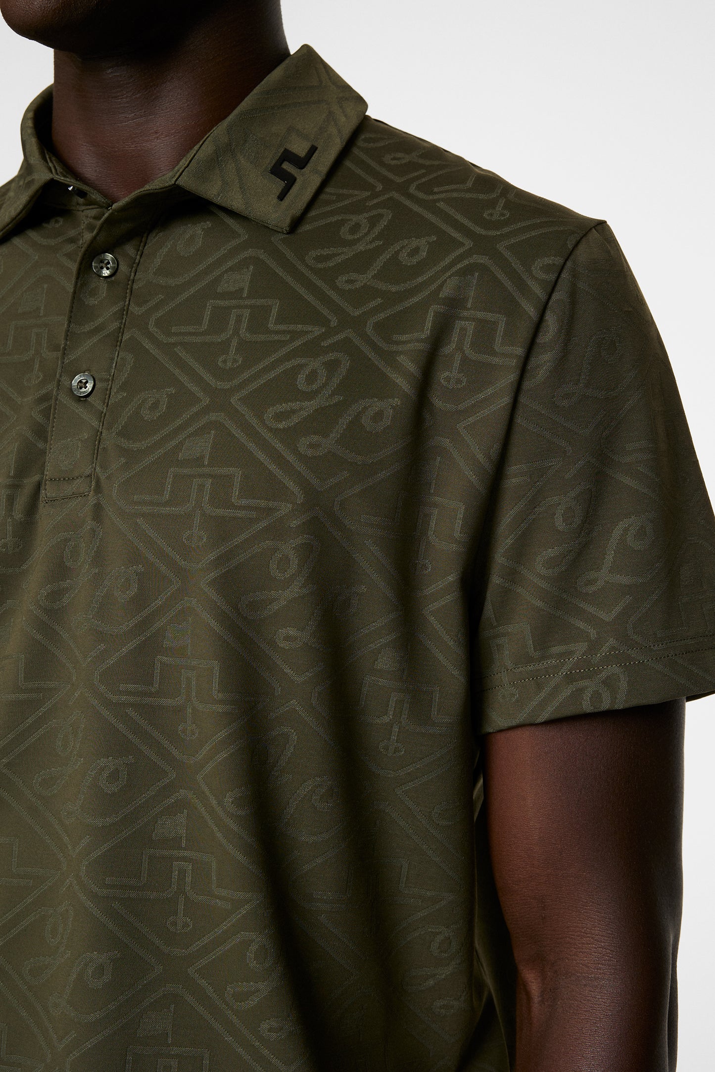 Bison  Regular Jacquard Polo in Forest Green by J.Lindeberg