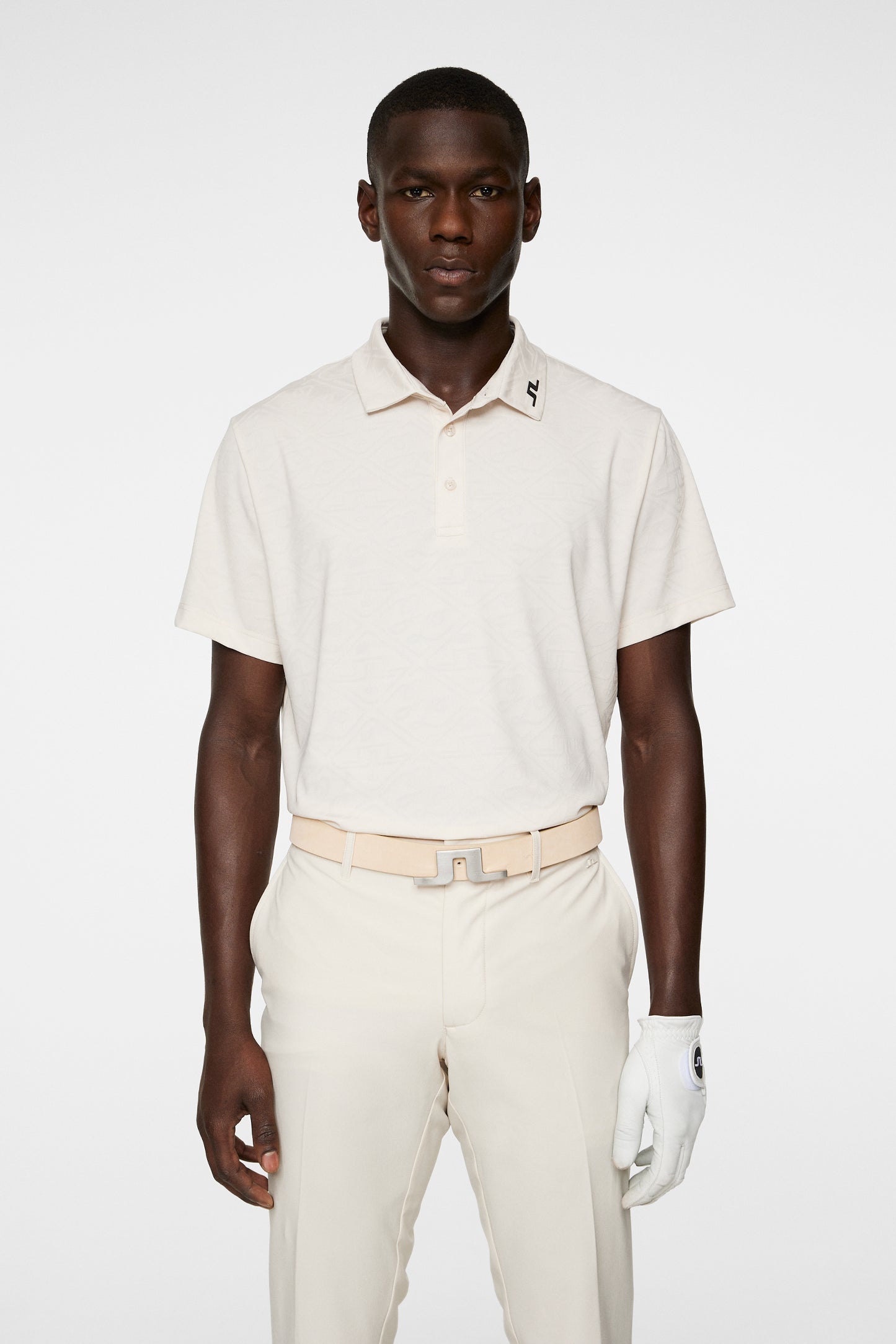 Bison  Regular Jacquard Polo in Moonbeam by J.Lindeberg