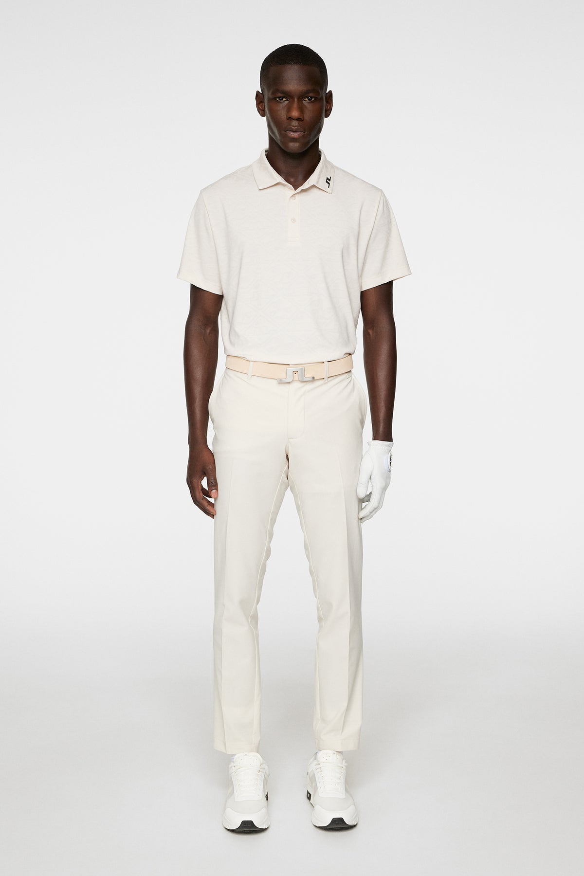 Bison  Regular Jacquard Polo in Moonbeam by J.Lindeberg