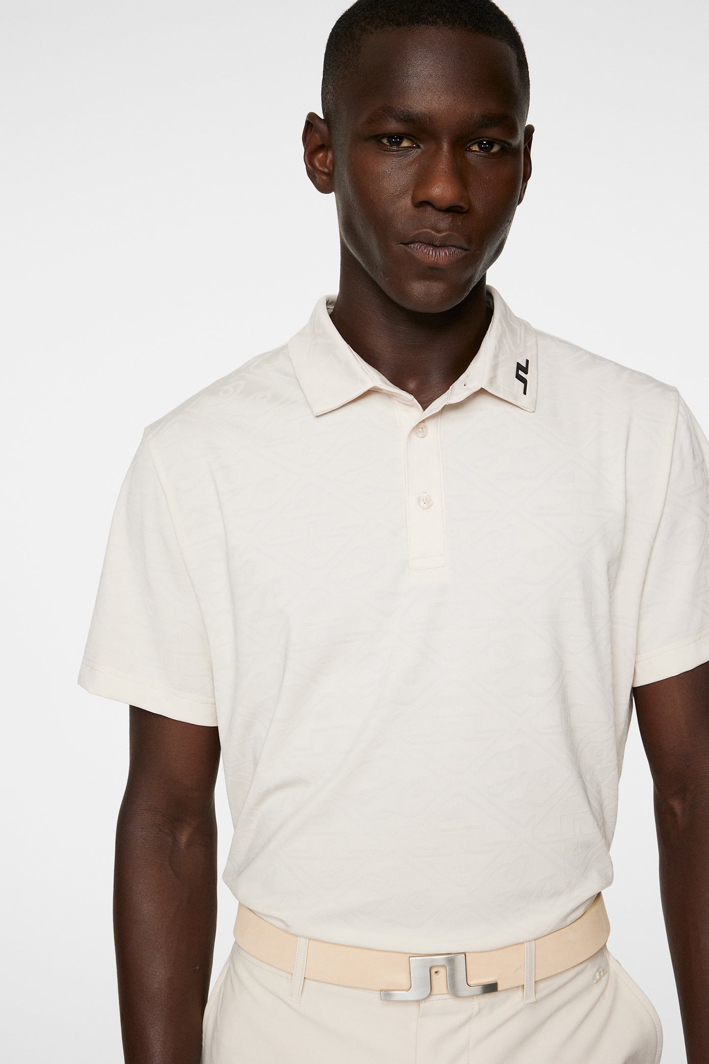 Bison  Regular Jacquard Polo in Moonbeam by J.Lindeberg