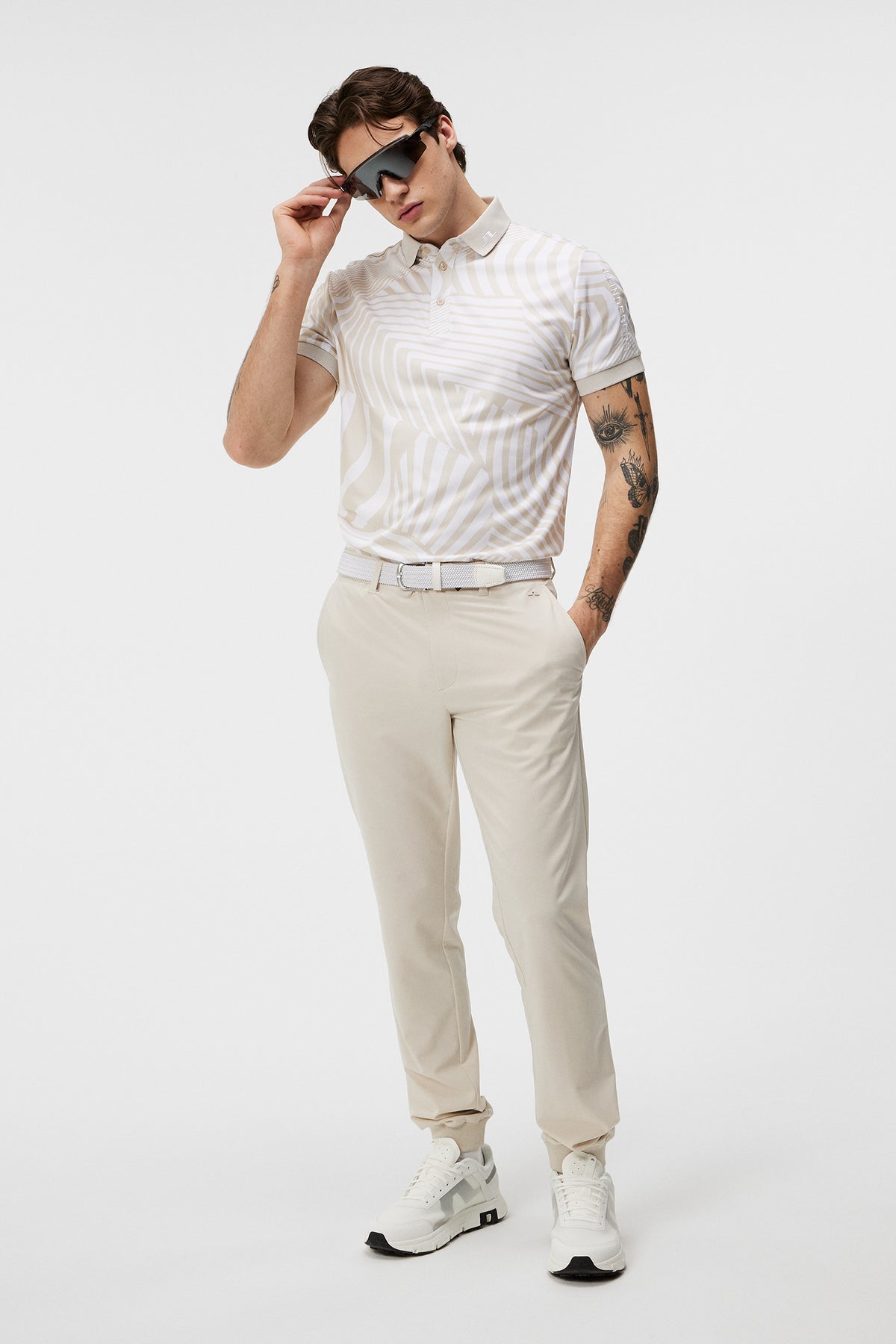 Tour Tech Reg Fit Print Polo in Dazzle Wave Moonbeam by J.Lindeberg