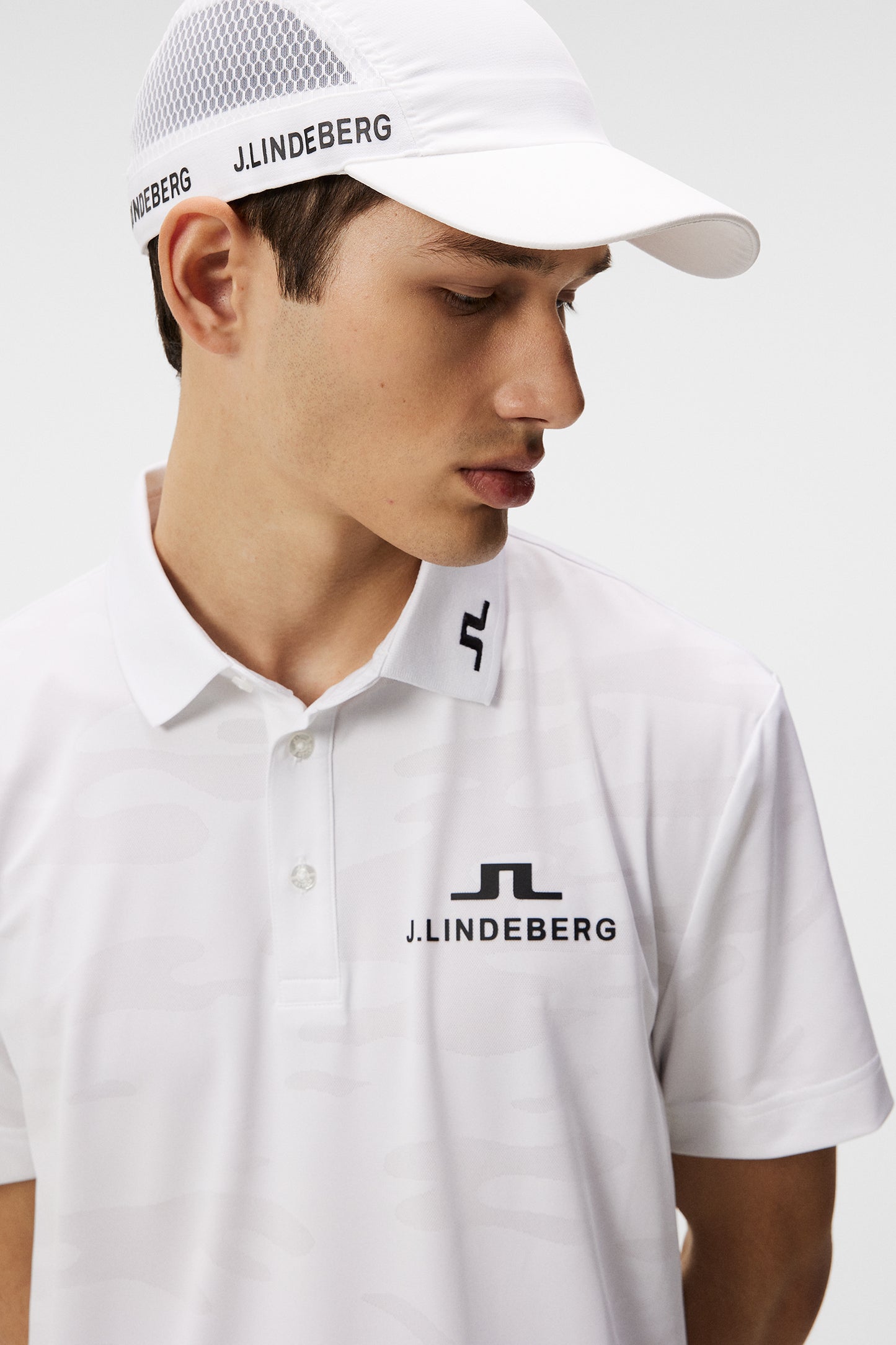 Mat Tour Golf Polo in White by J.Lindeberg